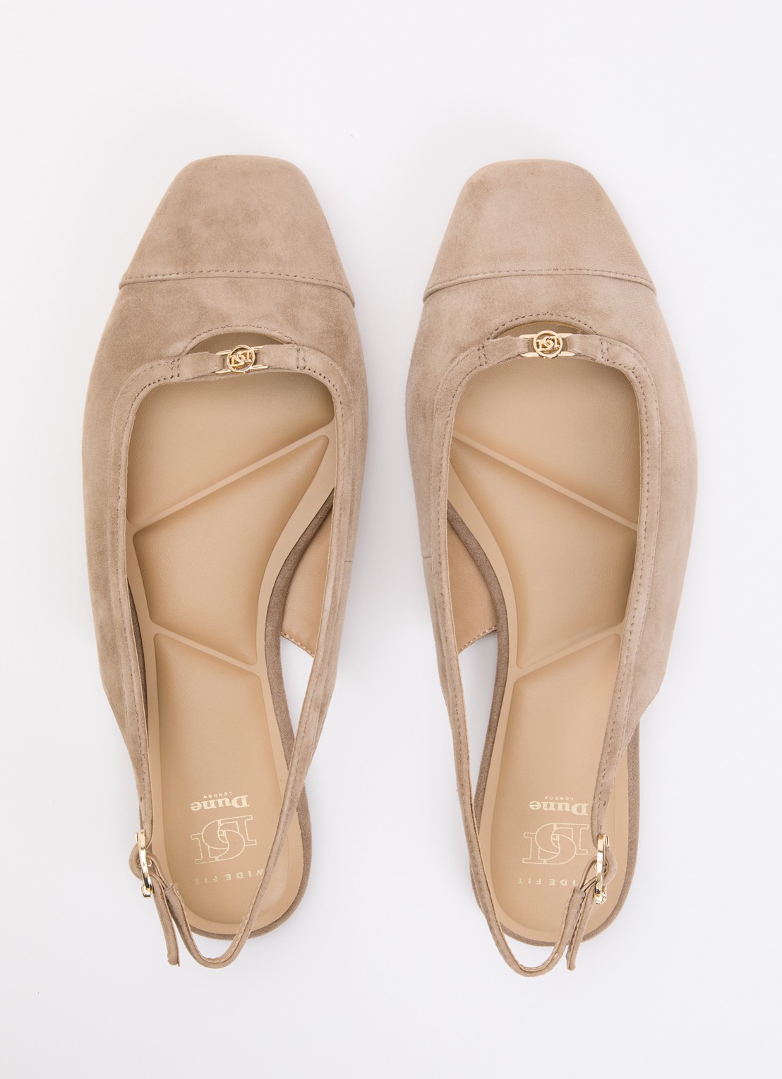 Dune London Wide Fit Hanna slingback van suède - detail 3 beige