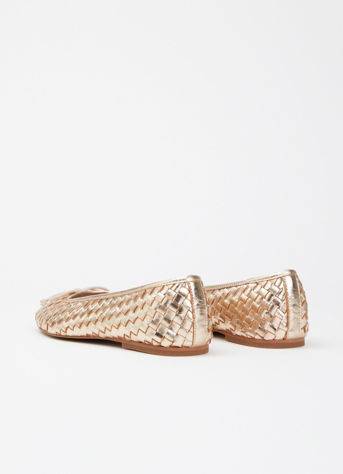 Dune London Wide Fit Heat ballerina van leer - achterkant 4 goud