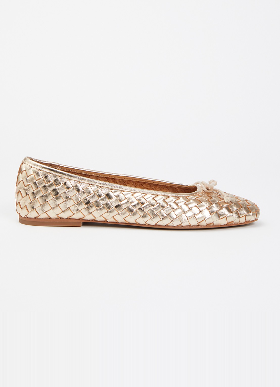 Dune London Wide Fit Heat ballerina van leer - voorkant 5 goud