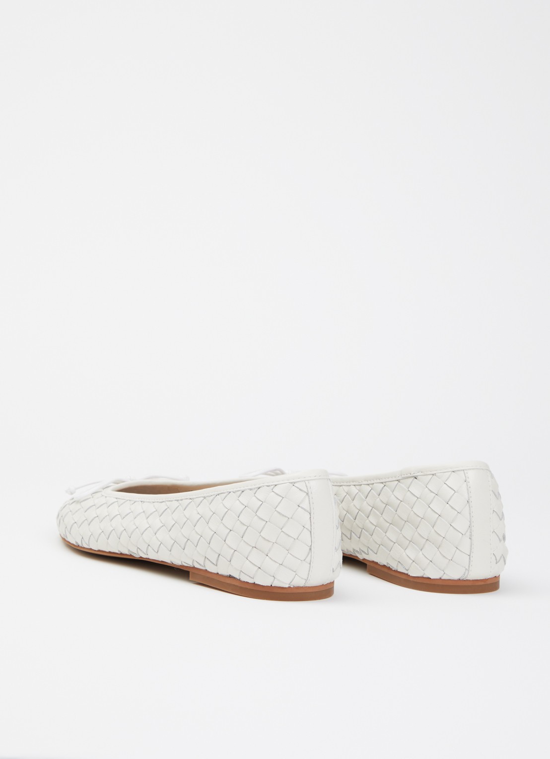 Dune London Wide Fit Heat ballerina van leer - achterkant 5 gebroken wit