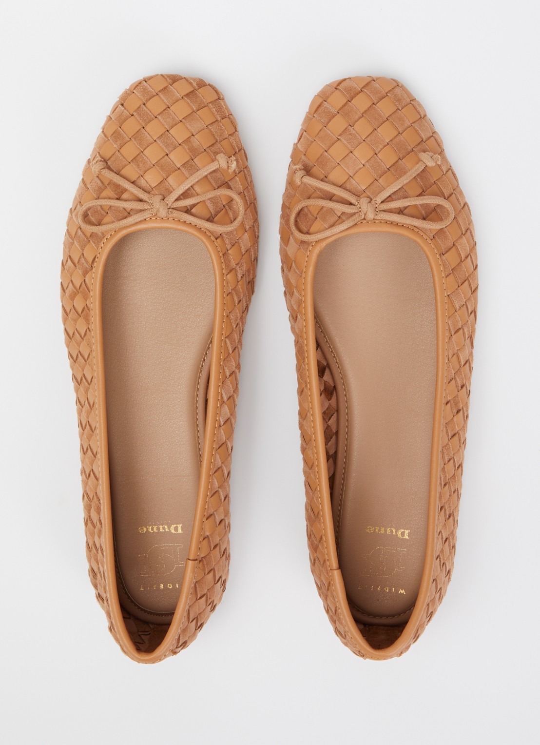 Dune London Wide Fit Heat ballerina van leer - detail 3 bruin