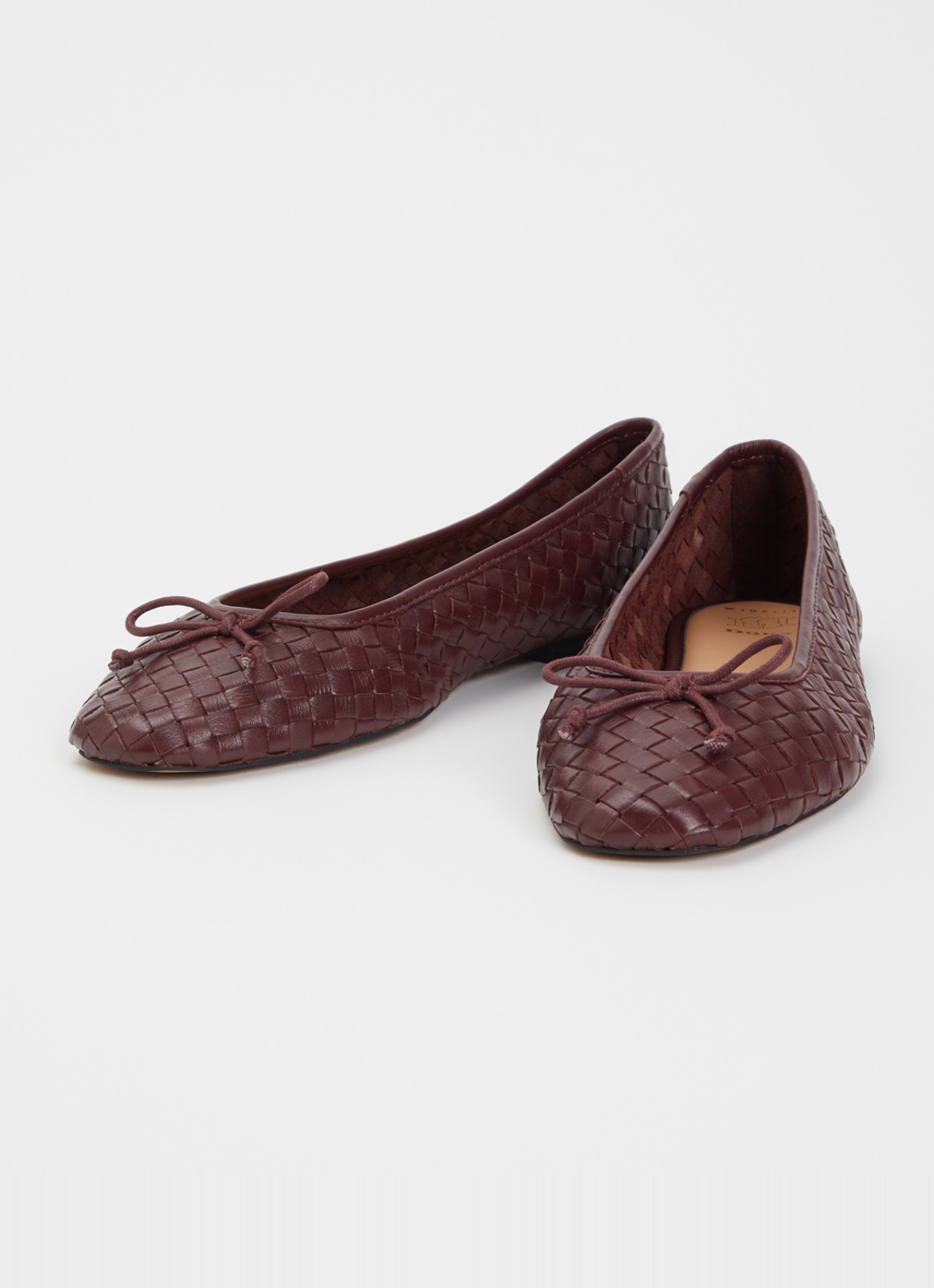 Dune London Wide Fit Heat ballerina van leer - detail 2 roodbruin