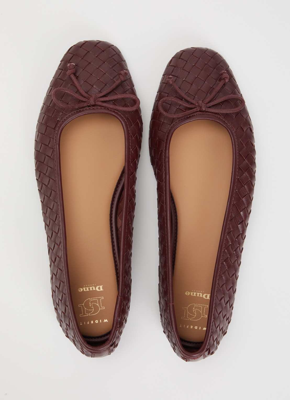 Dune London Wide Fit Heat ballerina van leer - detail 3 roodbruin