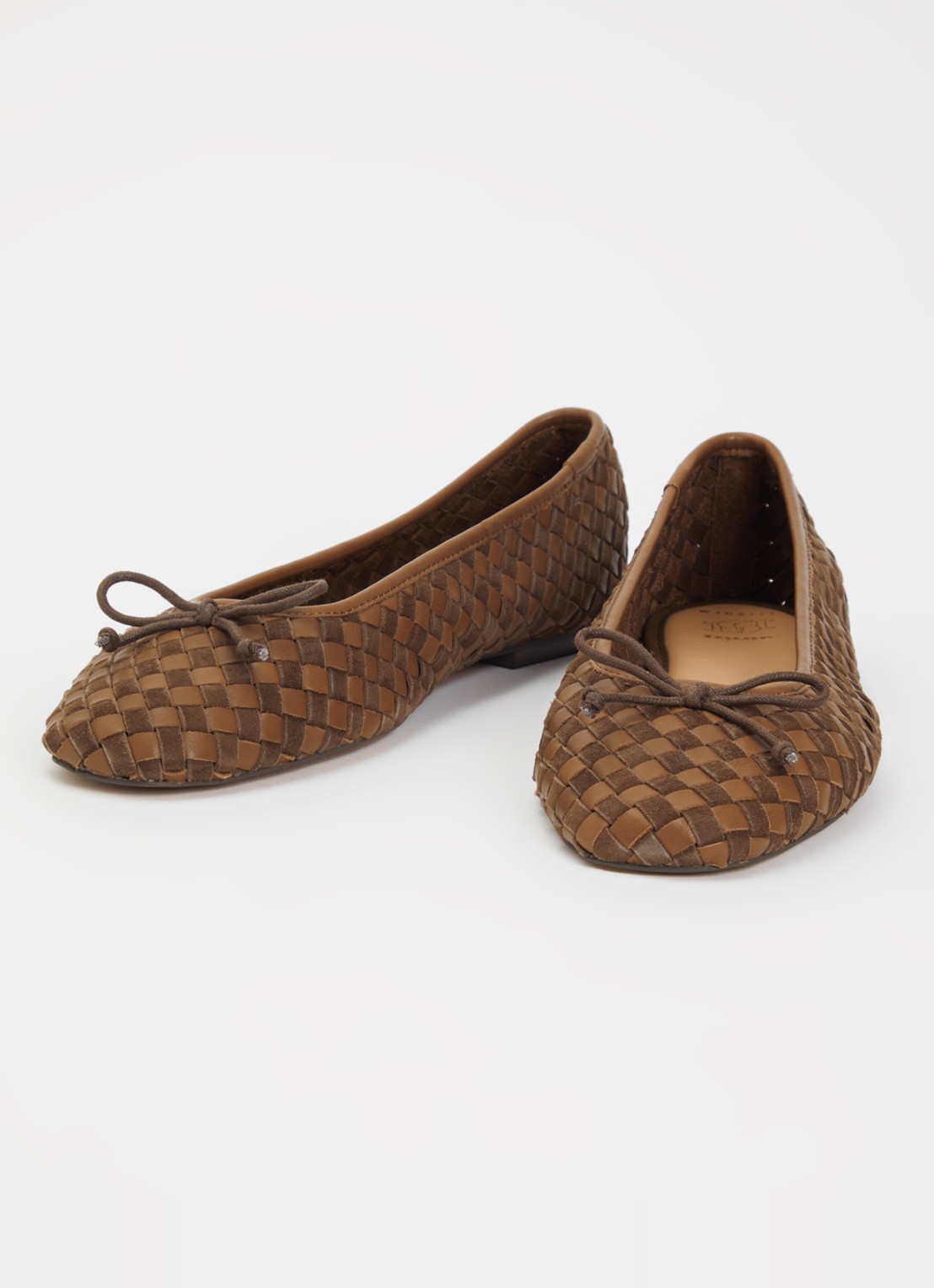 Dune London Wide Fit Heat ballerina van leer - detail 3 853brown-leather_mix