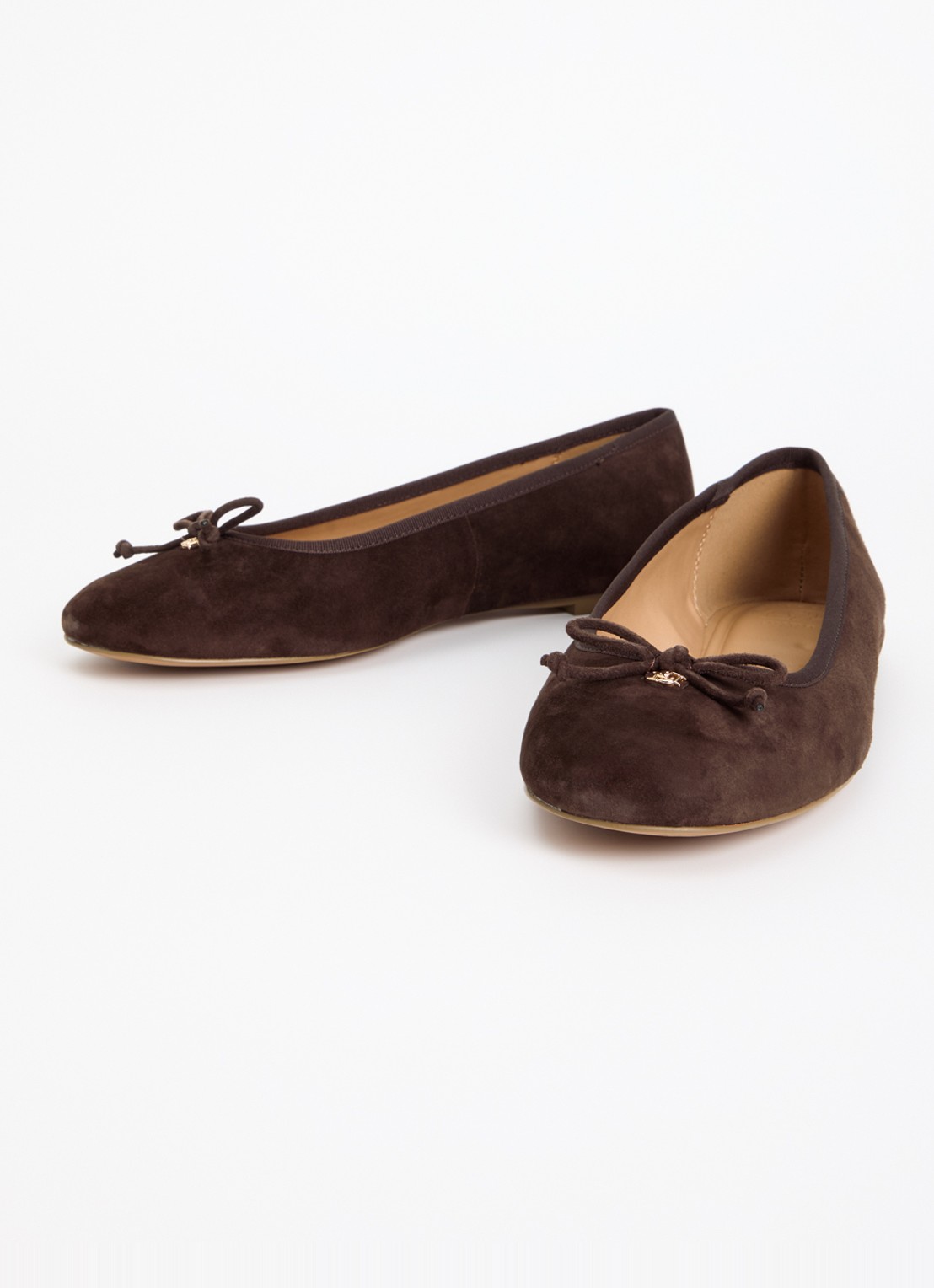 Dune London Wide Fit Helenne ballerina met gestrikt detail - detail donkerbruin