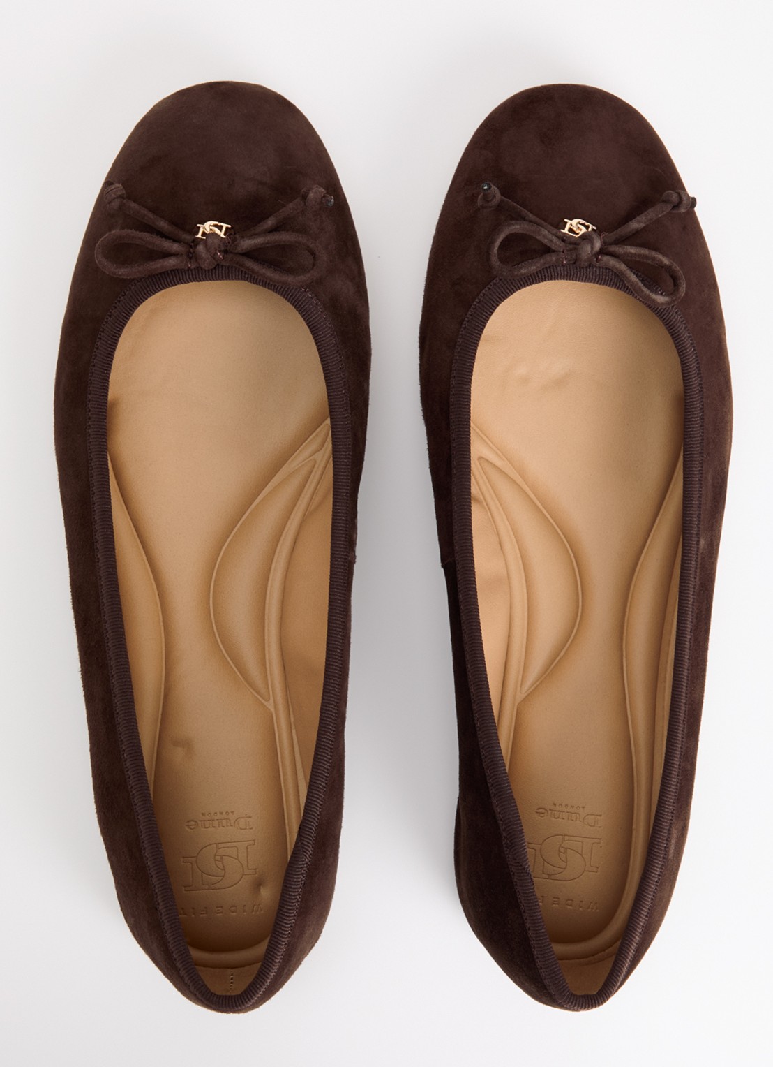 Dune London Wide Fit Helenne ballerina met gestrikt detail - detail 2 donkerbruin