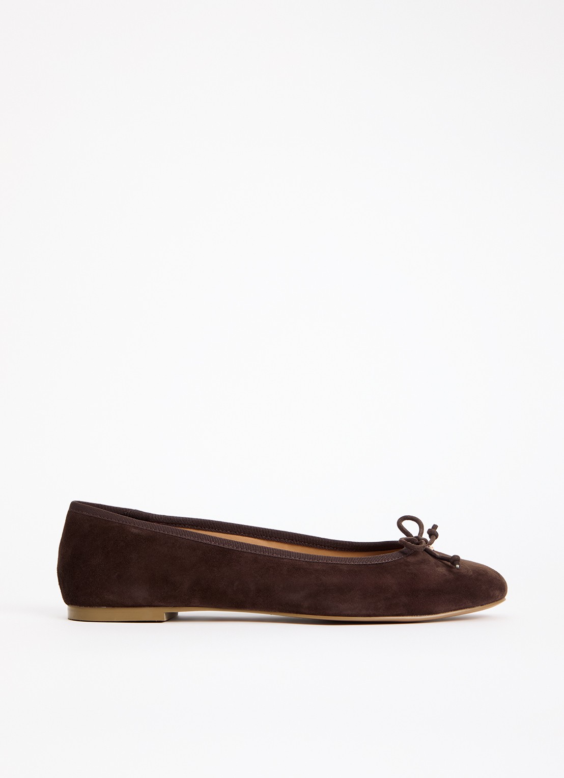 Dune London Wide Fit Helenne ballerina met gestrikt detail - voorkant 5 donkerbruin