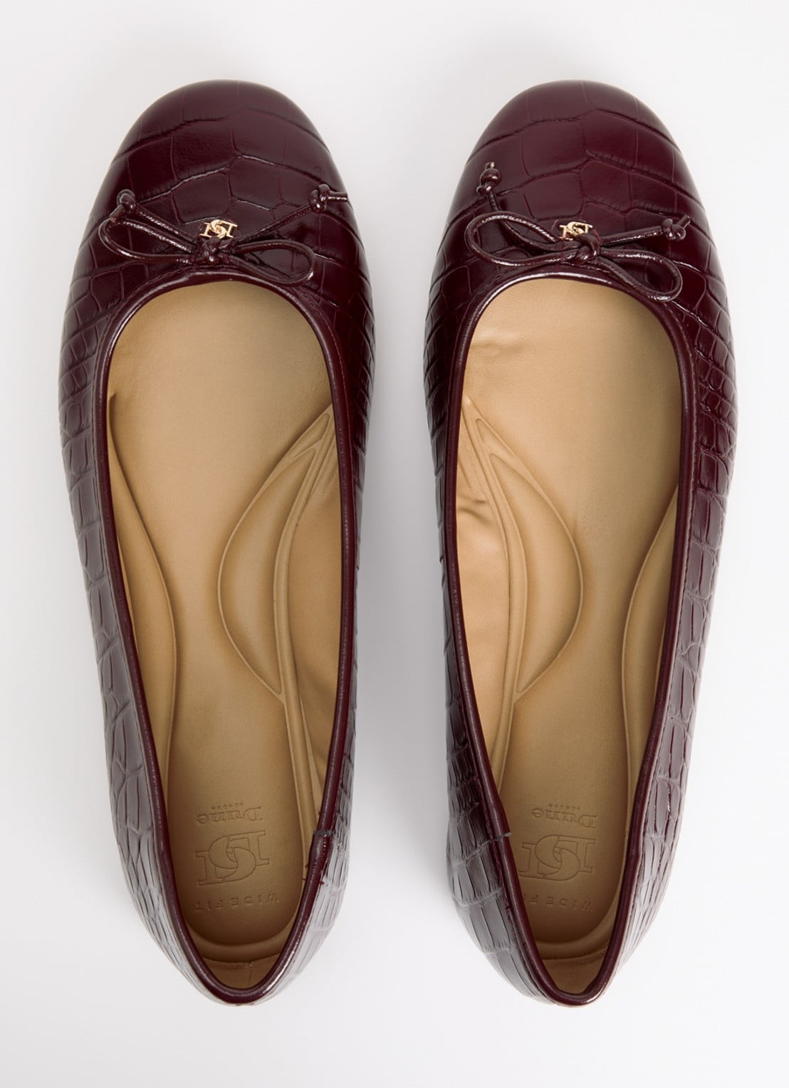 Dune London Wide Fit Helenne ballerina met gestrikt detail - detail 3 bordeauxrood