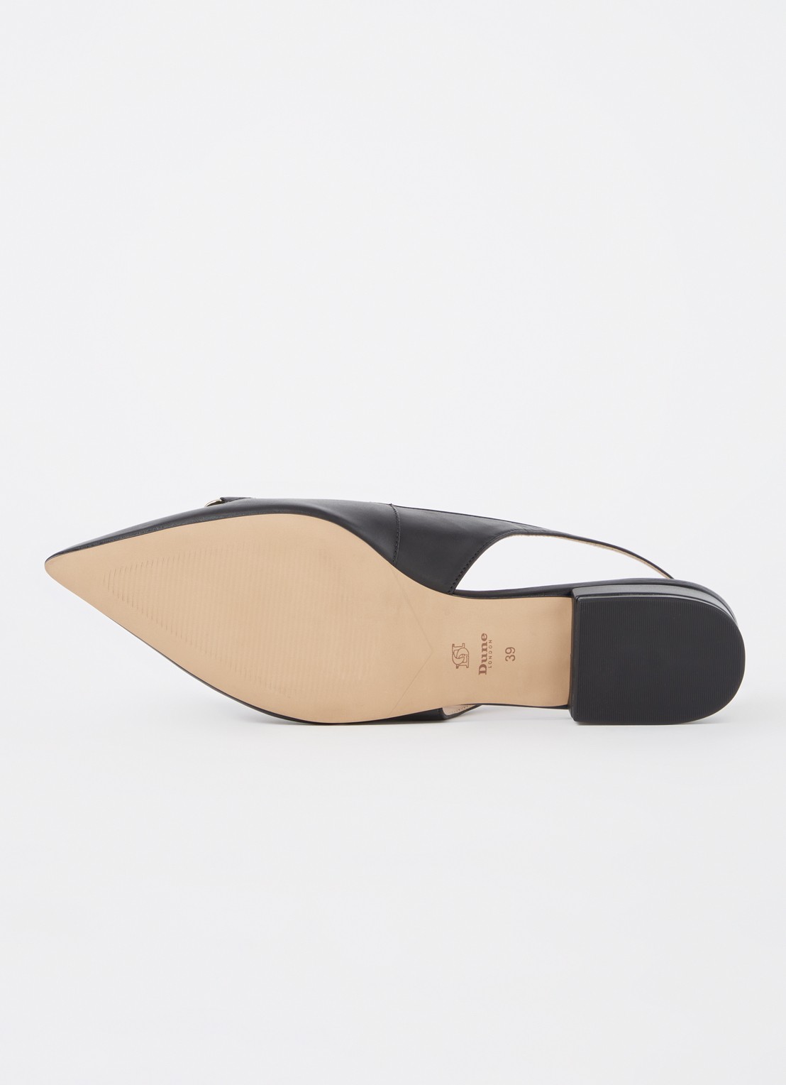 Dune London Wide Fit Hopeful slingback van leer - detail 4 zwart