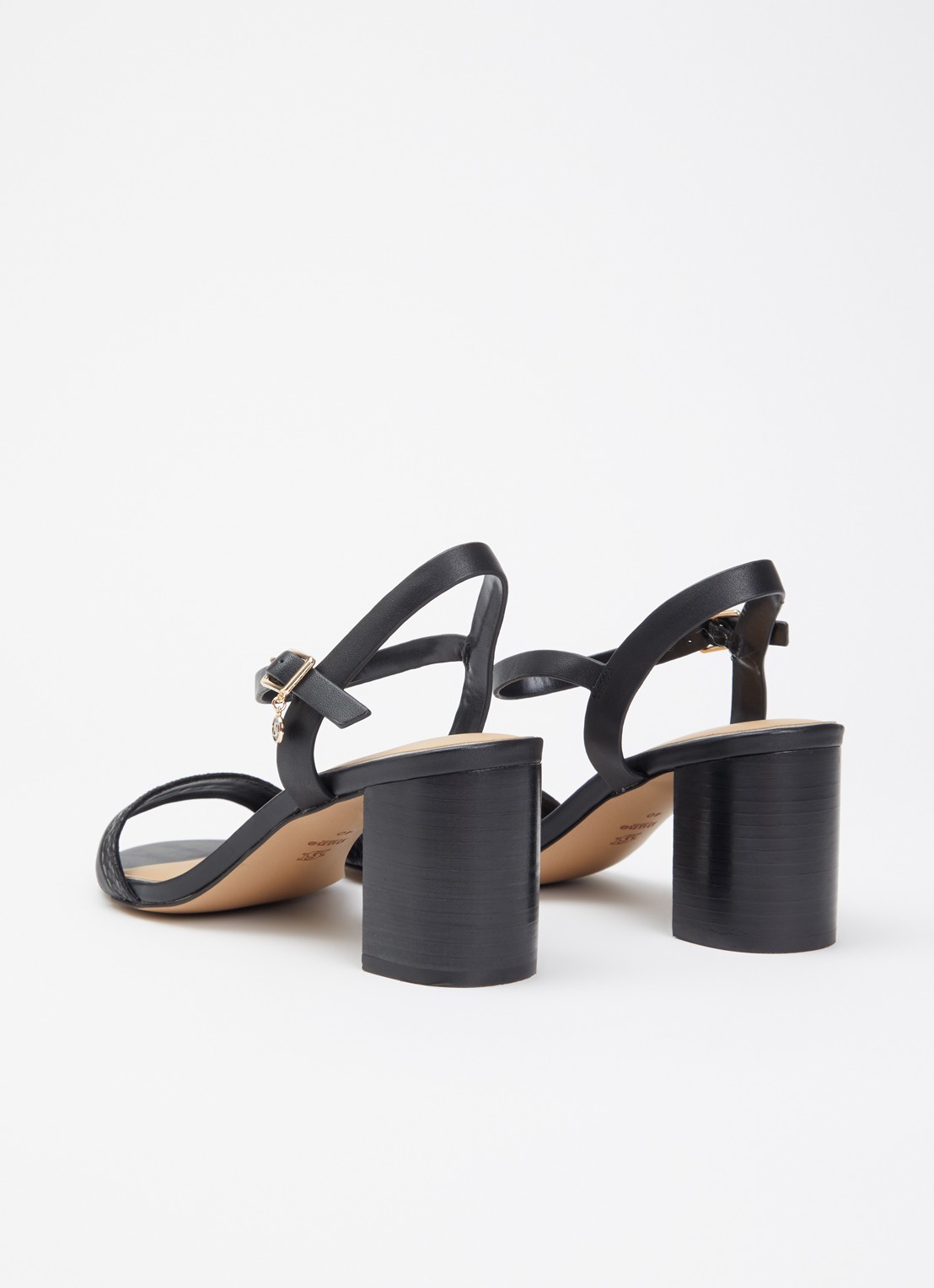 Dune London Wide Fit Jaycie sandalette van leer - achterkant 4 zwart