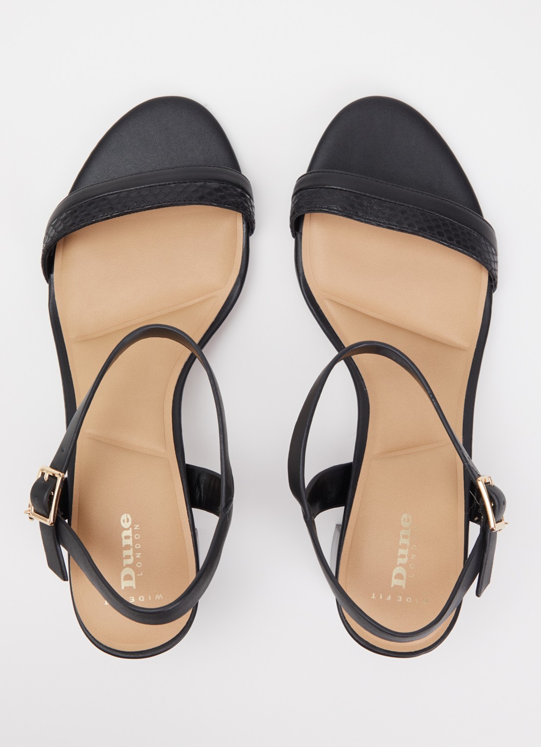 Dune London Wide Fit Jaycie sandalette van leer - detail 2 zwart