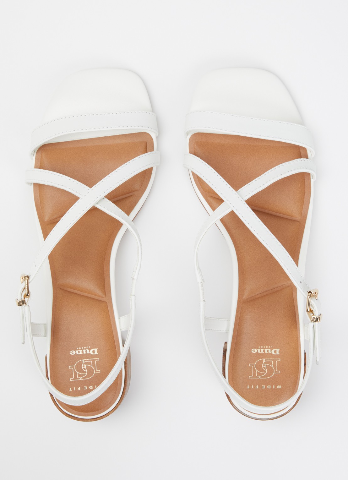 Dune London Wide Fit Jordin sandalette van leer - detail 3 wit