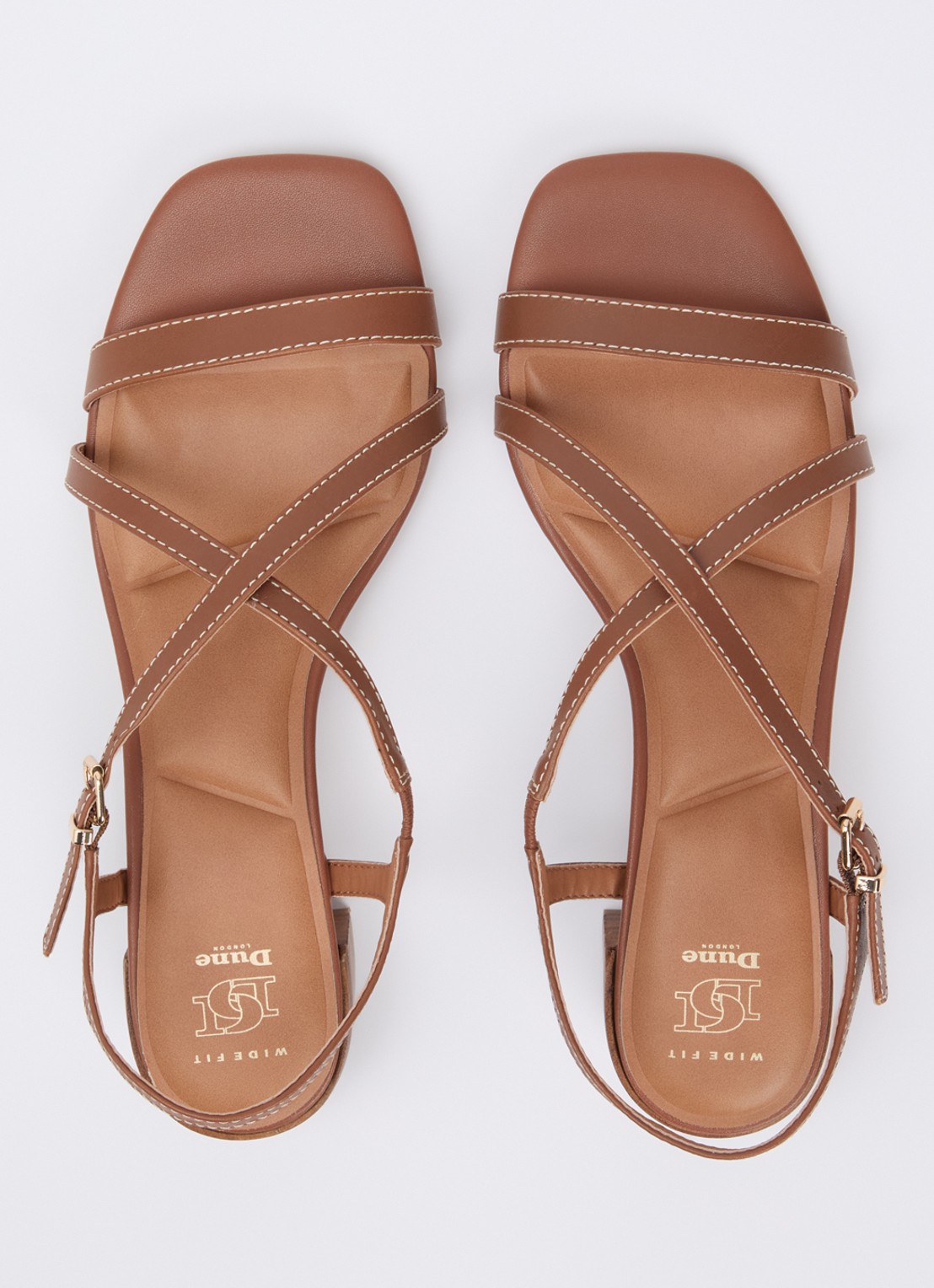 Dune London Wide Fit Jordin sandalette van leer - detail 3 bruin