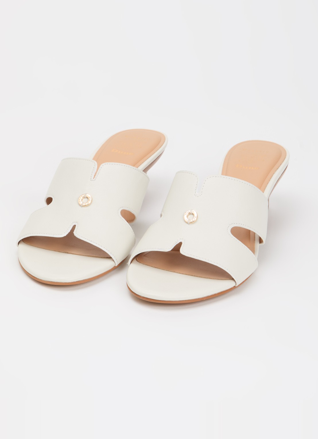 Dune London Wide Fit Kacie sleehak van leer - detail 3 wit