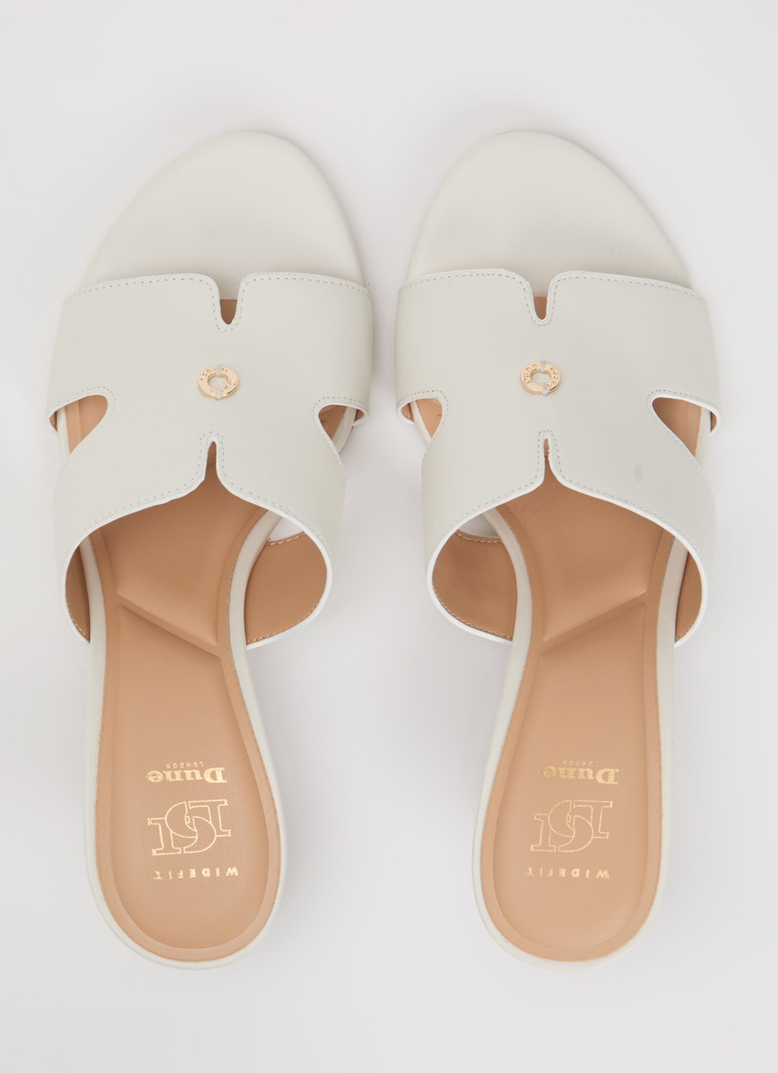 Dune London Wide Fit Kacie sleehak van leer - detail 4 wit