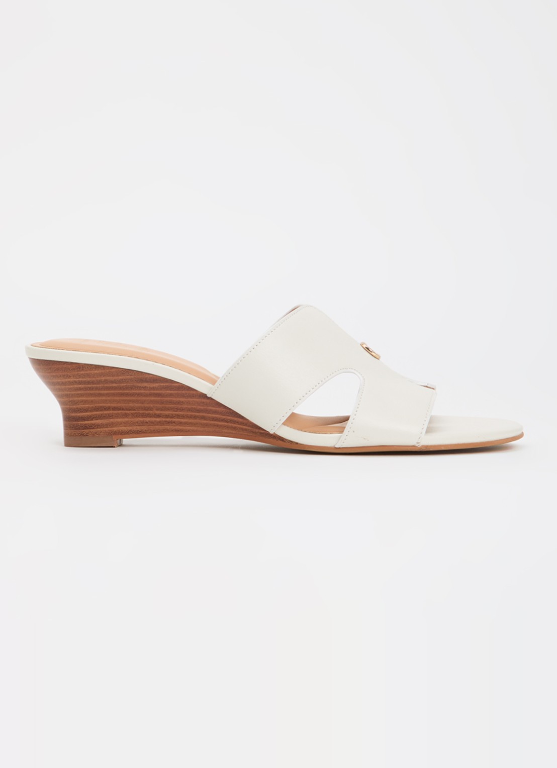 Dune London Wide Fit Kacie sleehak van leer - voorkant wit