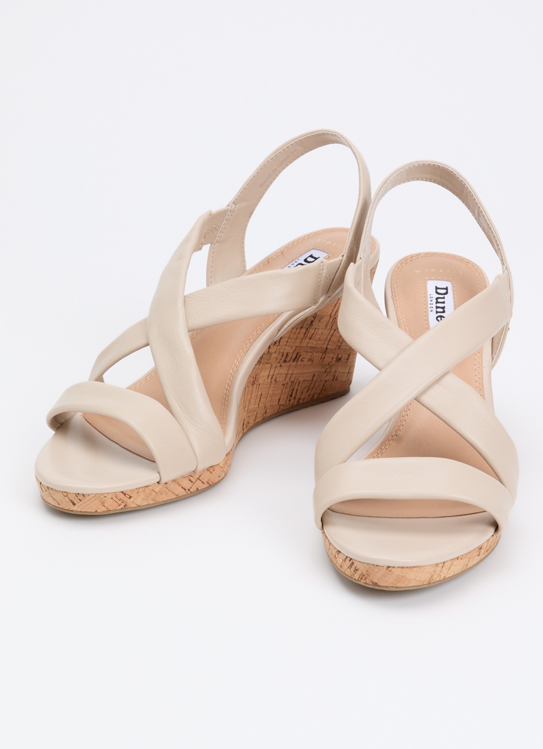 Dune London Wide Fit Kamies sleehak van leer - detail creme