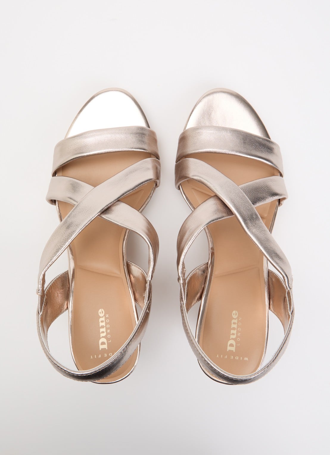 Dune London Wide Fit Kamies sleehak van leer - detail 4 witgoud