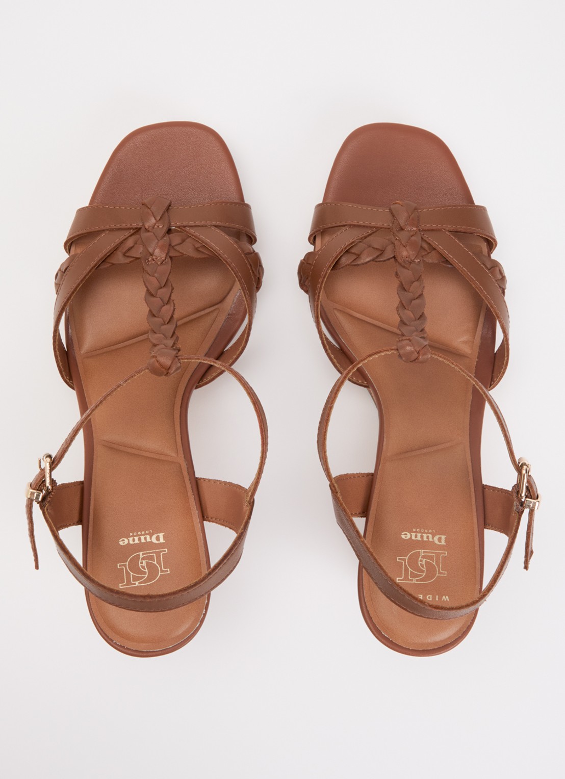 Dune London Wide Fit Karly sandalette van leer - detail 4 bruin