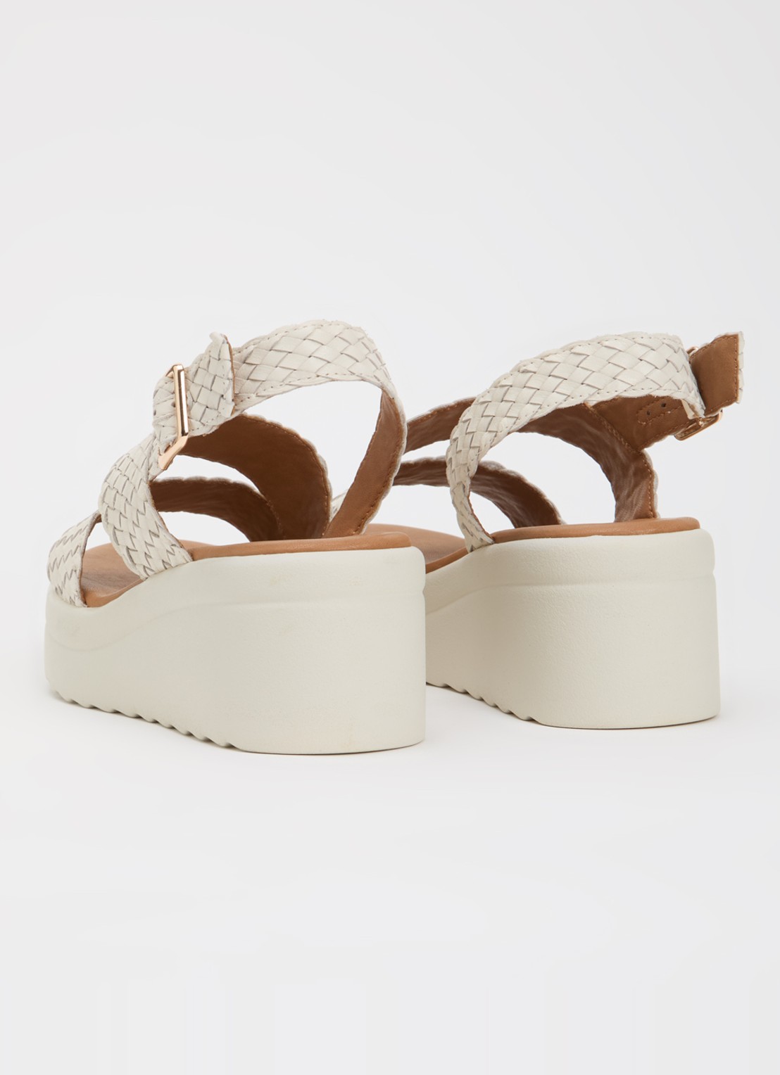 Dune London Wide Fit Kerbie sleehak van leer met gevlochten details - achterkant 5 wit