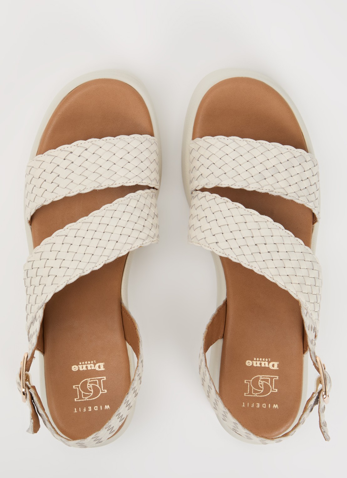 Dune London Wide Fit Kerbie sleehak van leer met gevlochten details - detail 3 wit