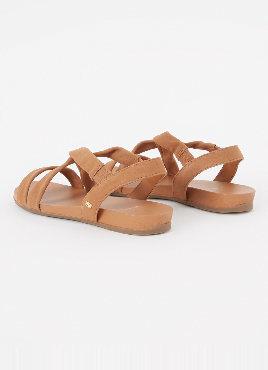 Dune London Wide Fit Landies sandaal van leer - achterkant camel