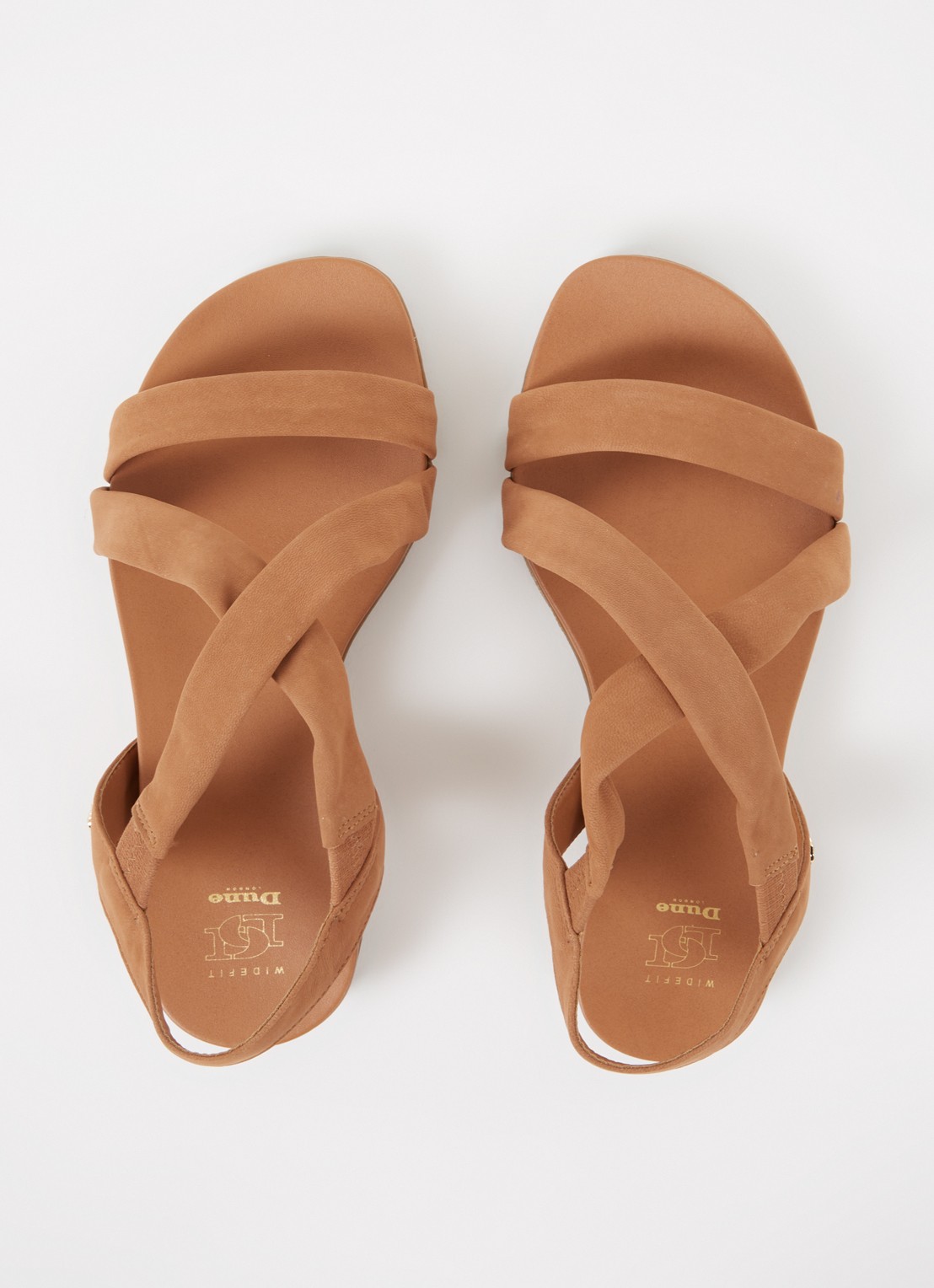Dune London Wide Fit Landies sandaal van leer - detail 3 camel