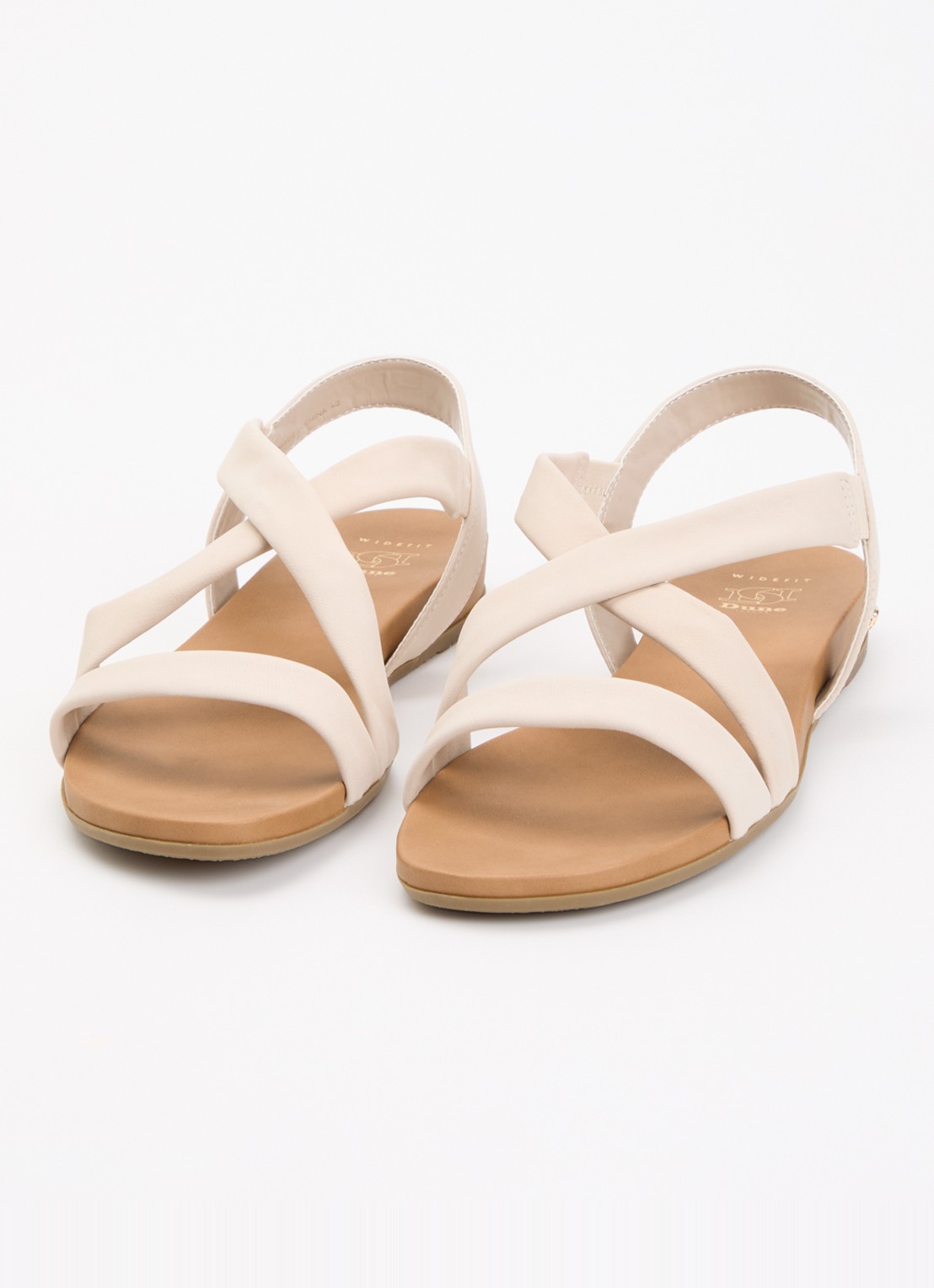 Dune London Wide Fit Landies sandaal van leer - detail 2 creme