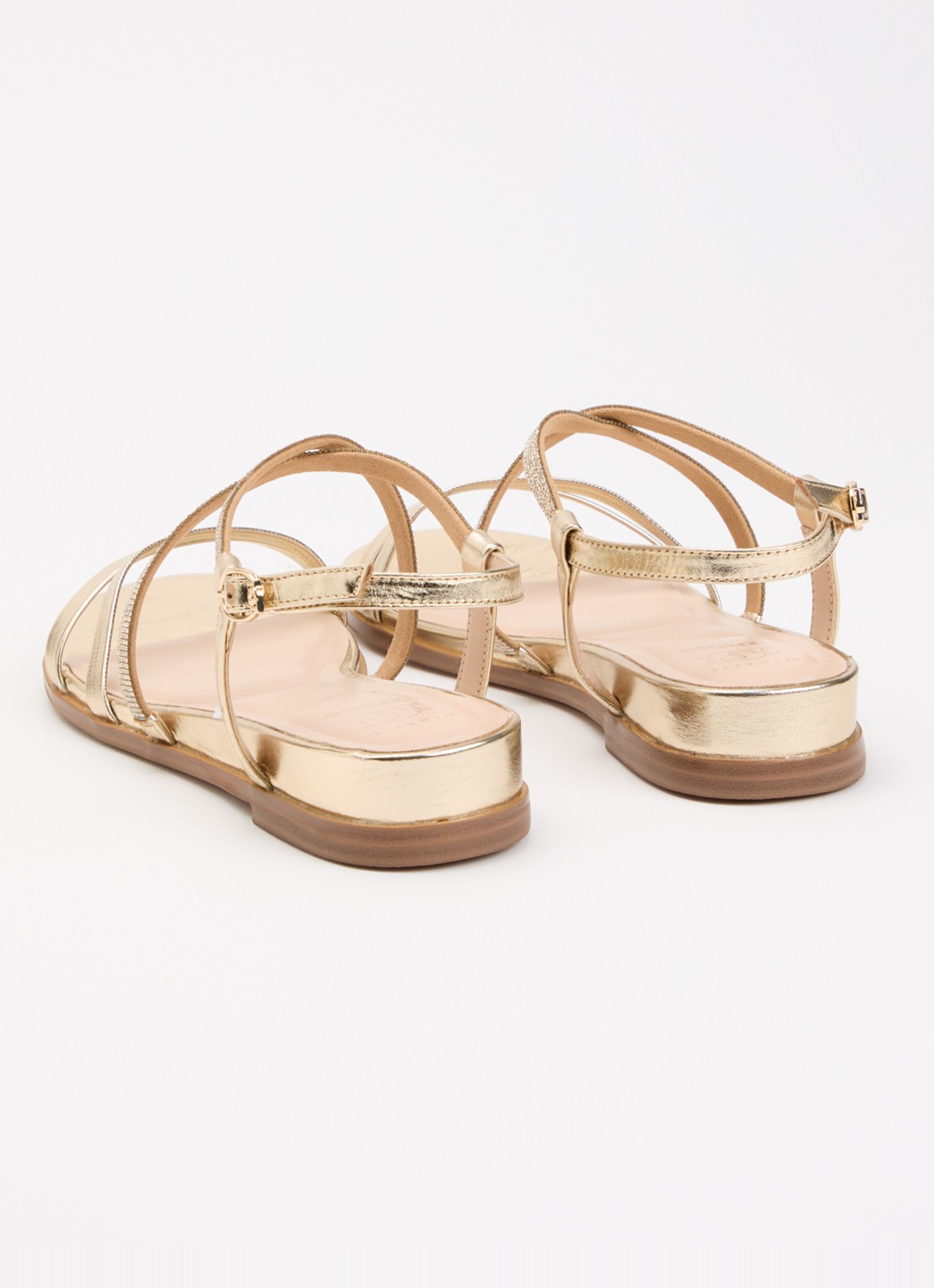 Dune London Wide Fit Lexia sandaal van leer met strass - achterkant goud