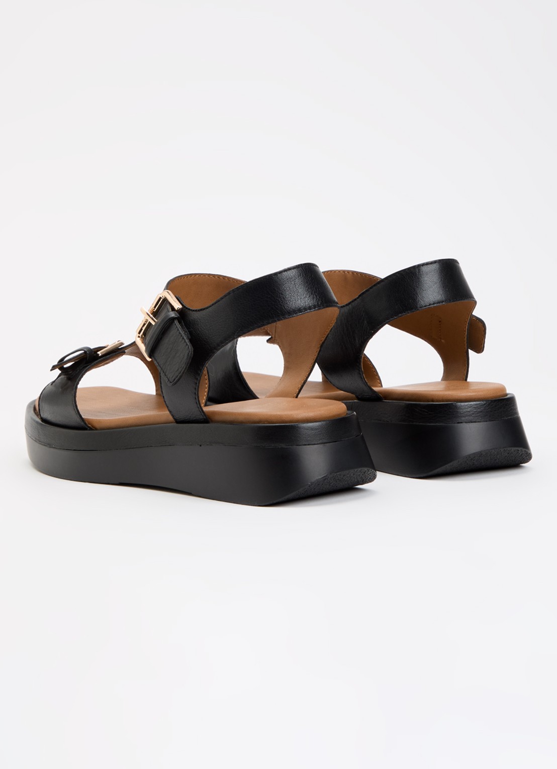 Dune London Wide Fit Licia sandaal van leer - achterkant 2 zwart