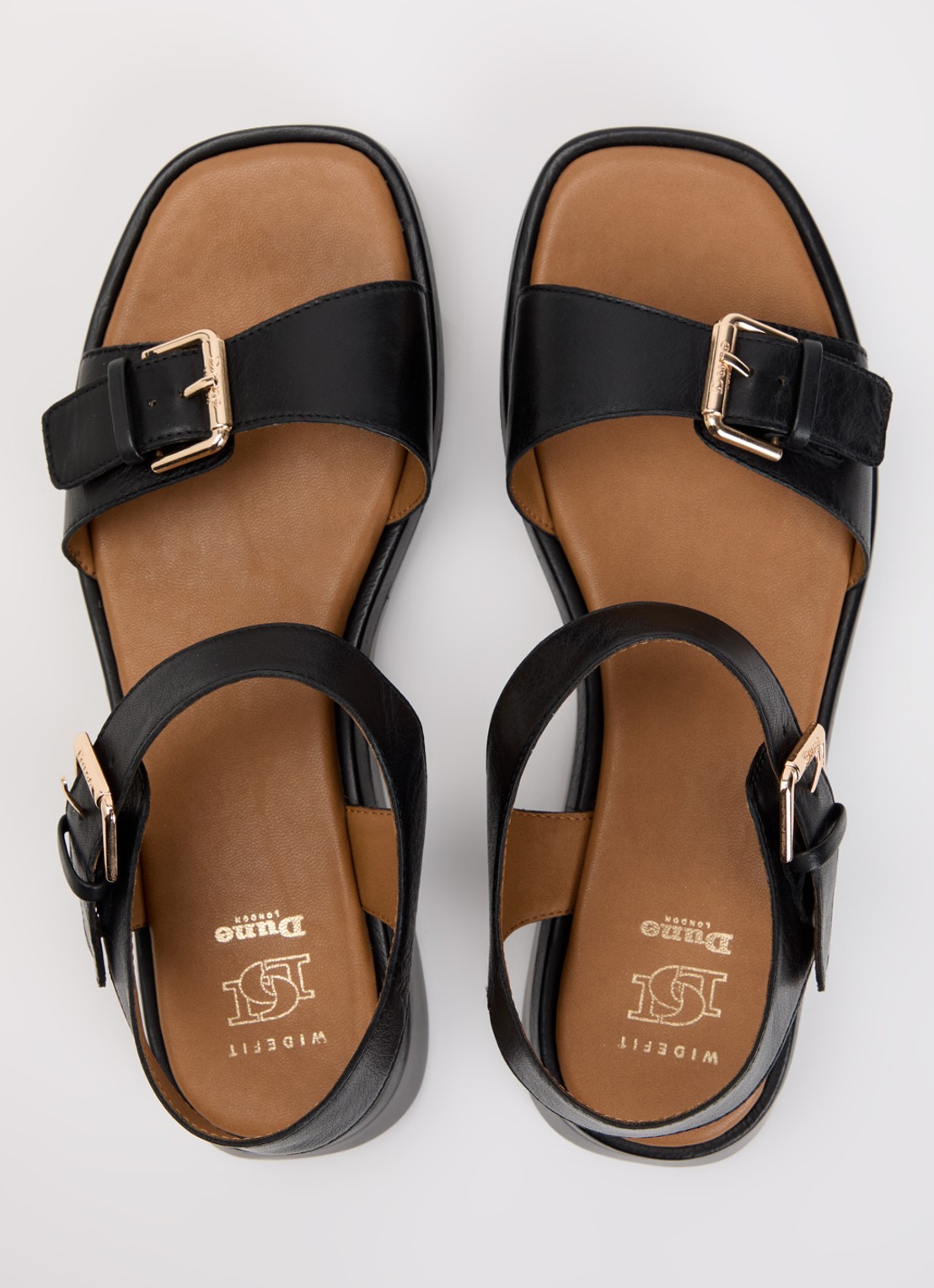 Dune London Wide Fit Licia sandaal van leer - detail 4 zwart