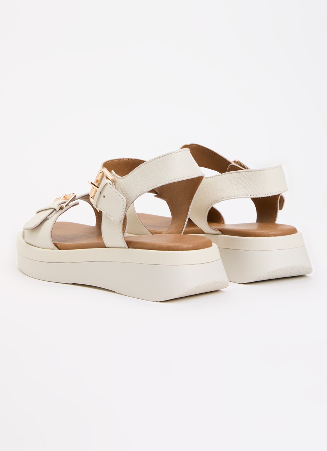 Dune London Wide Fit Licia sandaal van leer - achterkant 5 gebroken wit