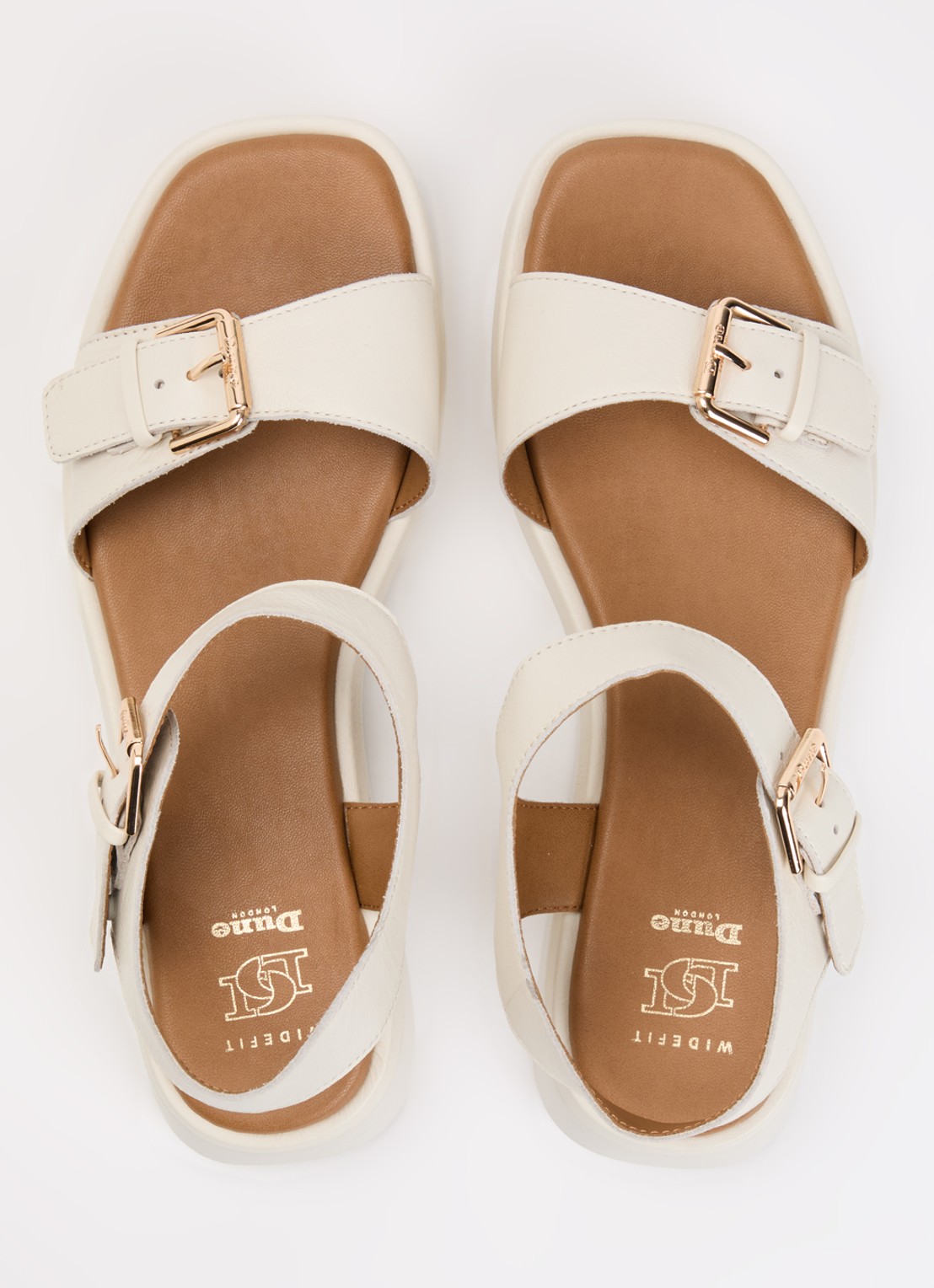 Dune London Wide Fit Licia sandaal van leer - detail 2 gebroken wit