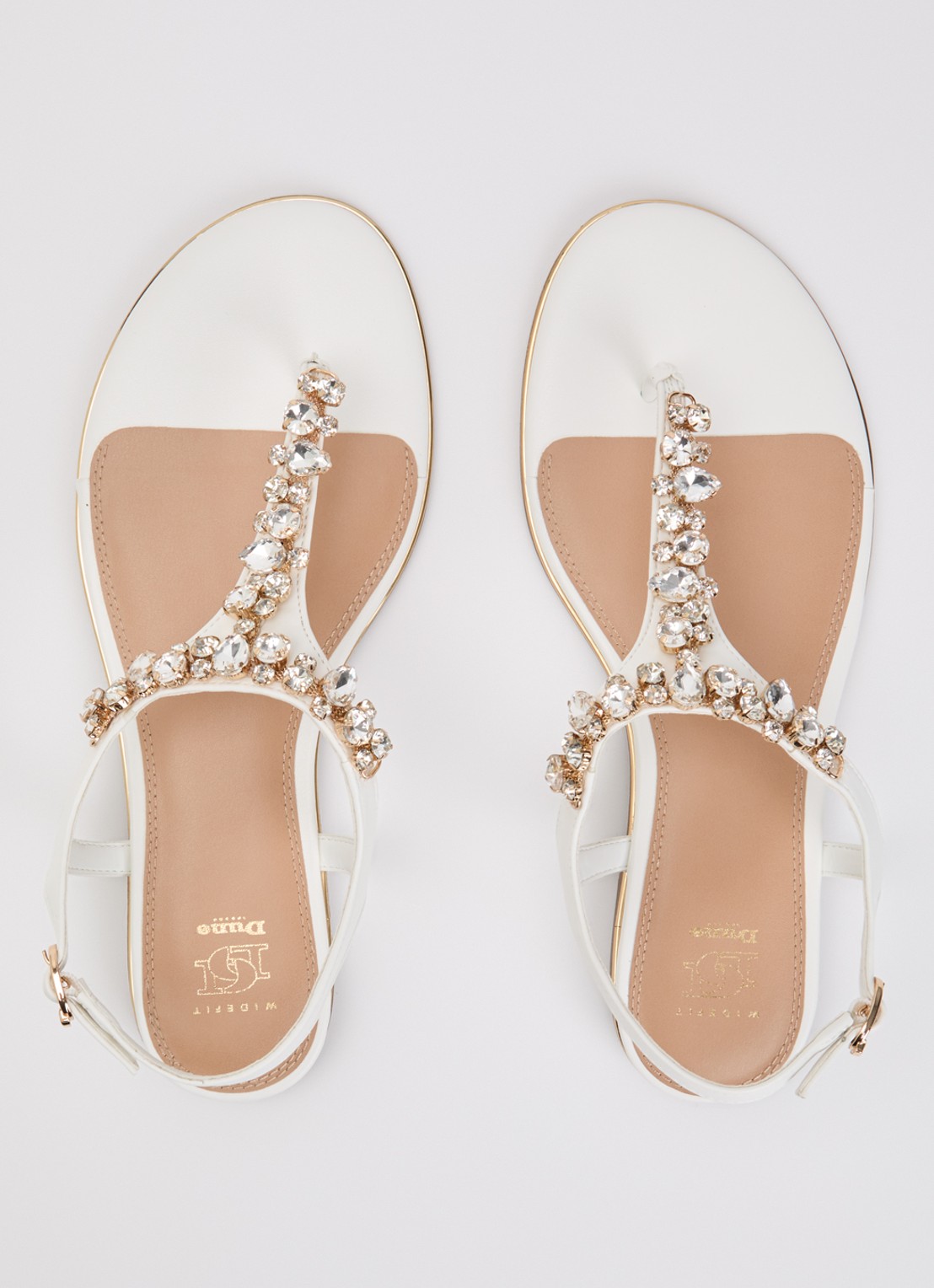 Dune London Wide Fit Life sandaal met strass - detail 2 wit