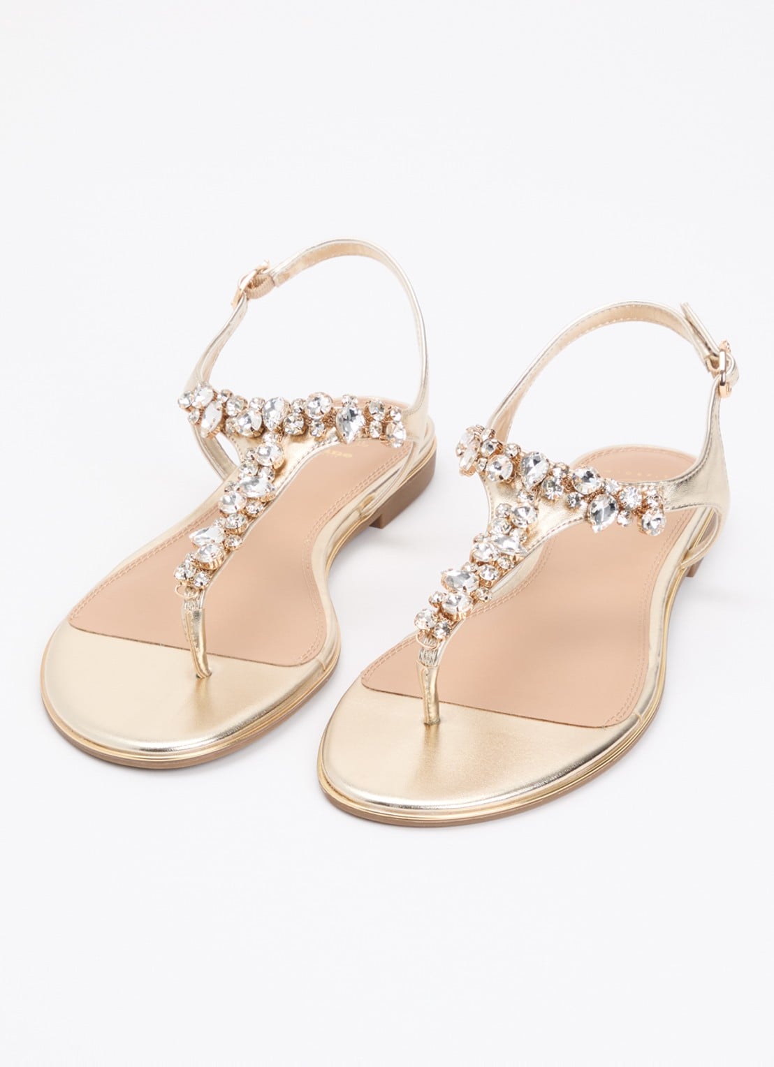 Dune London Wide Fit Life sandaal met strass - detail 3 goud