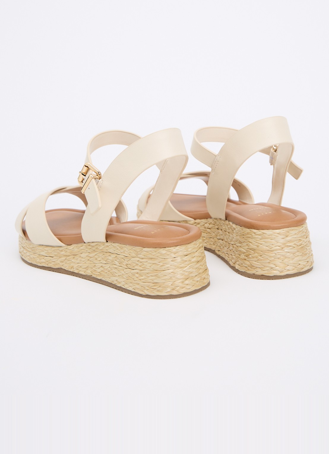 Dune London Wide Fit Littleton sleehak van leer met metallic finish - achterkant 4 creme