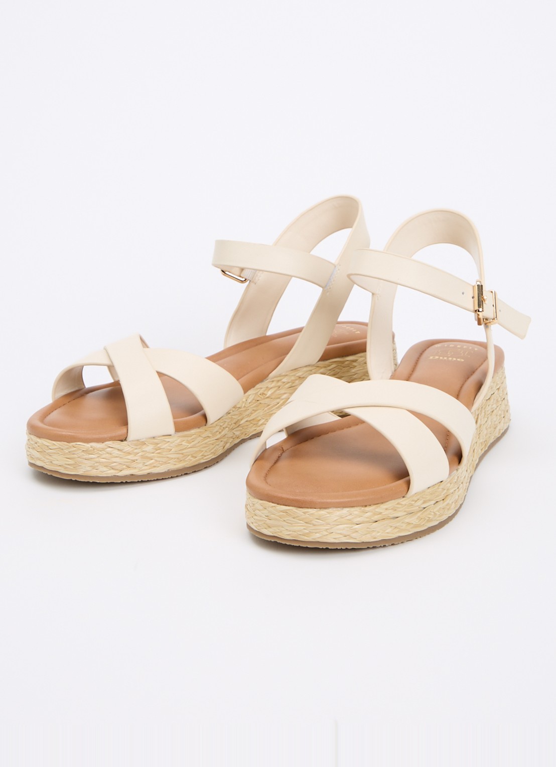Dune London Wide Fit Littleton sleehak van leer met metallic finish - detail creme