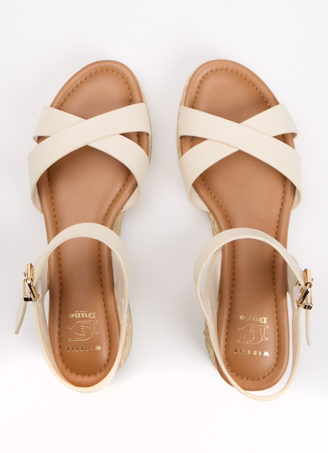 Dune London Wide Fit Littleton sleehak van leer met metallic finish - detail 2 creme