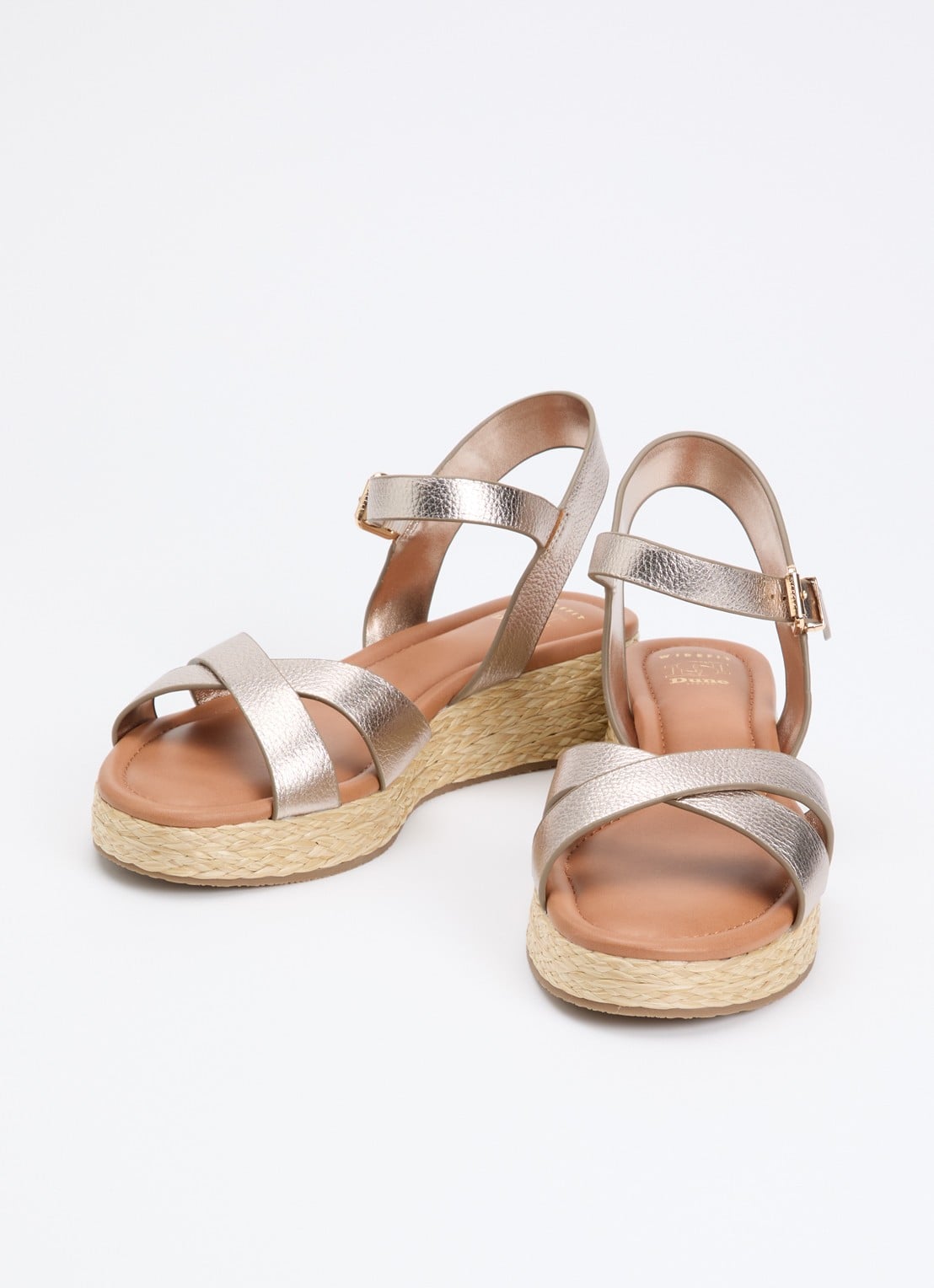 Dune London Wide Fit Littleton sleehak van leer met metallic finish - detail 2 taupe