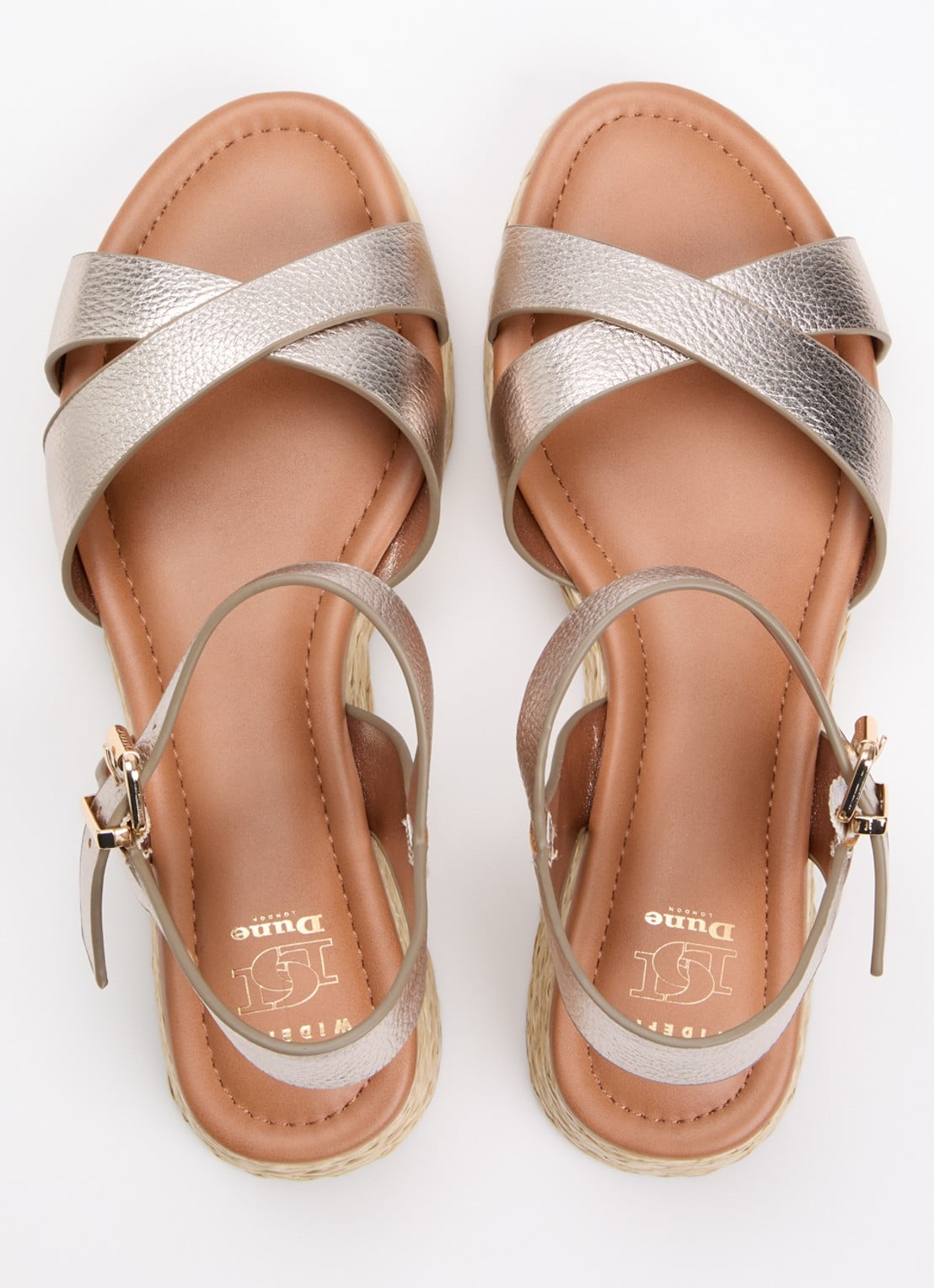 Dune London Wide Fit Littleton sleehak van leer met metallic finish - detail 3 taupe