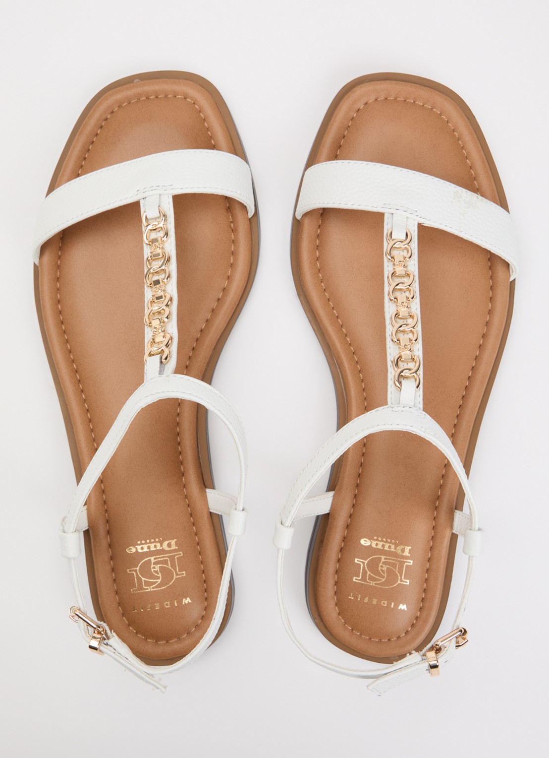 Dune London Wide Fit Lollipops sandaal van leer - detail 3 wit