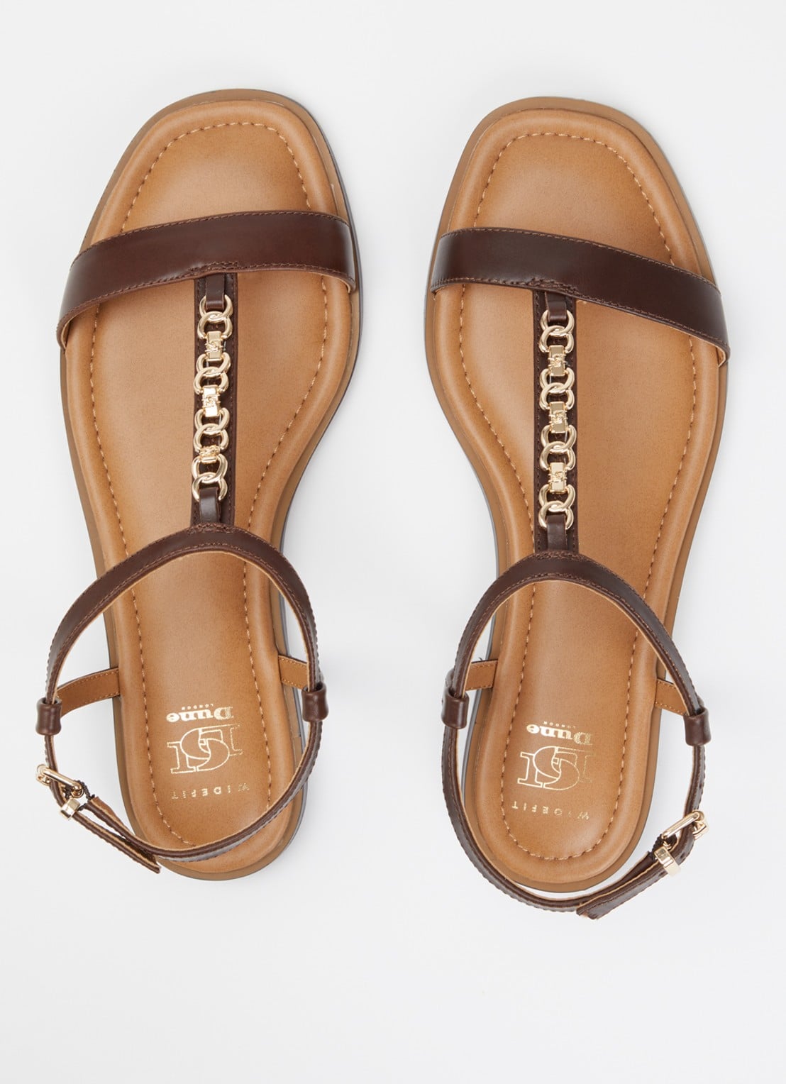 Dune London Wide Fit Lollipops sandaal van leer - detail 2 chocoladebruin