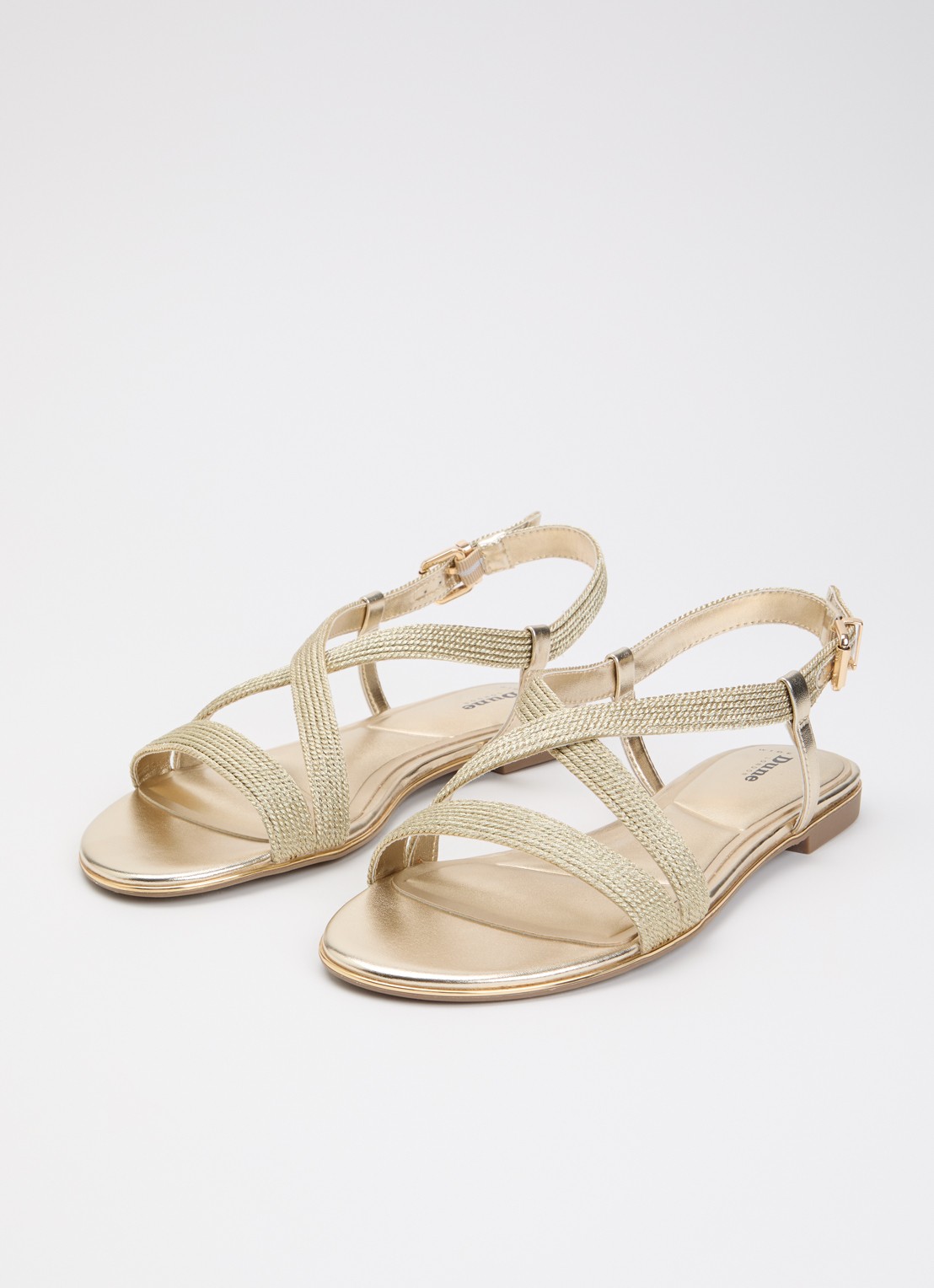 Dune London Wide Fit Lope sandaal van leer met metallic finish - detail 3 goud