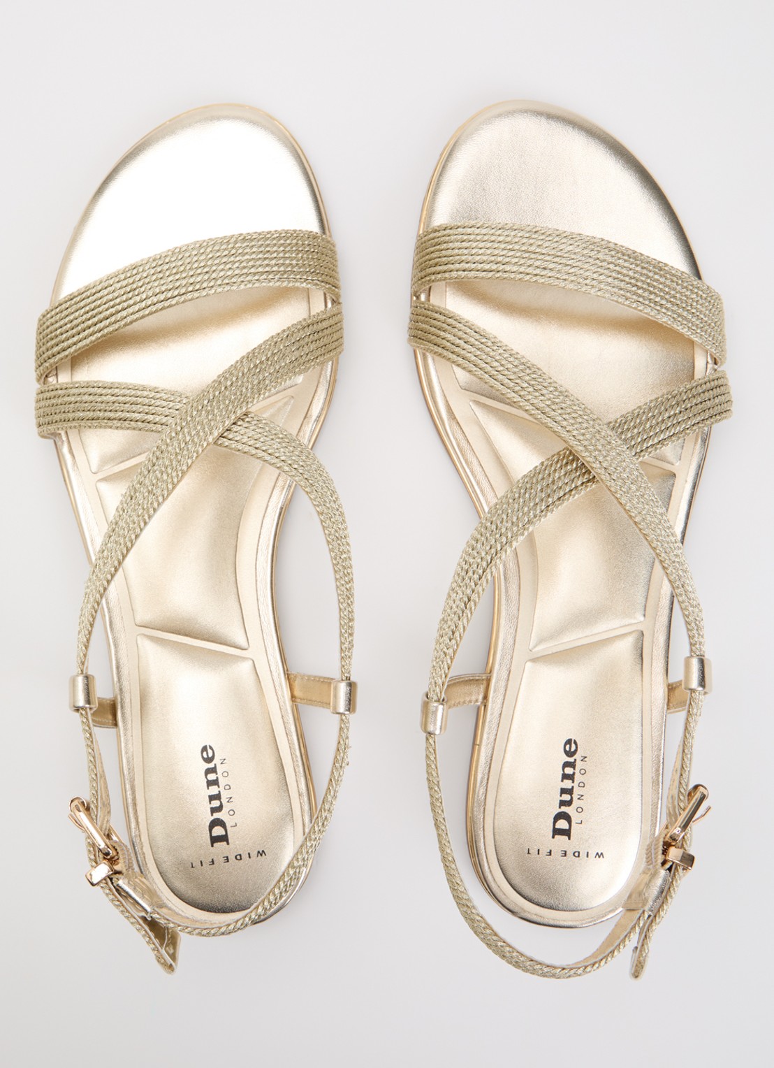 Dune London Wide Fit Lope sandaal van leer met metallic finish - detail 4 goud
