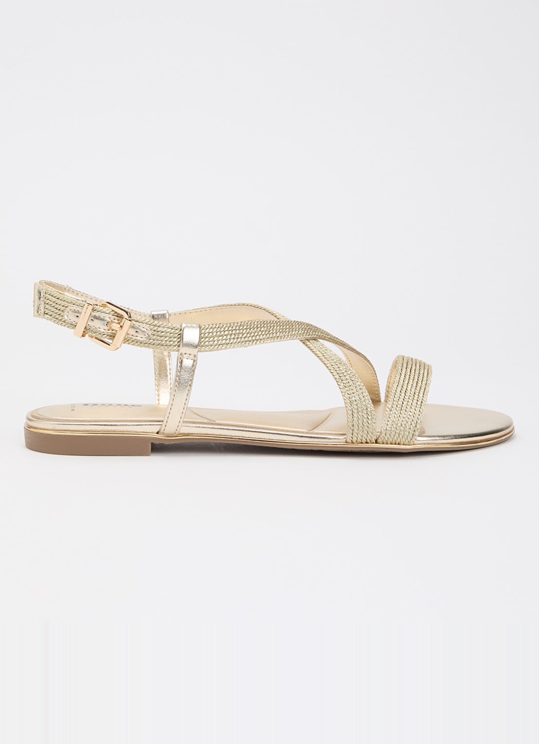 Dune London Wide Fit Lope sandaal van leer met metallic finish - voorkant 2 goud