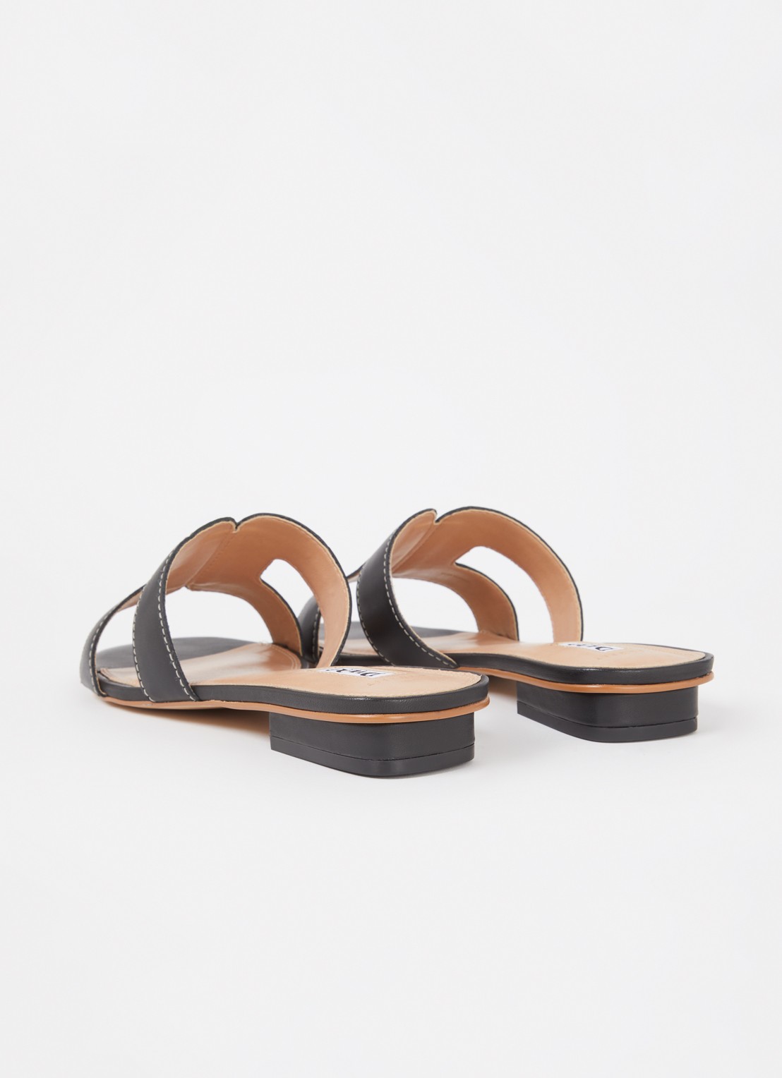 Dune London Wide Fit Loupe sandaal van leer - achterkant 4 zwart