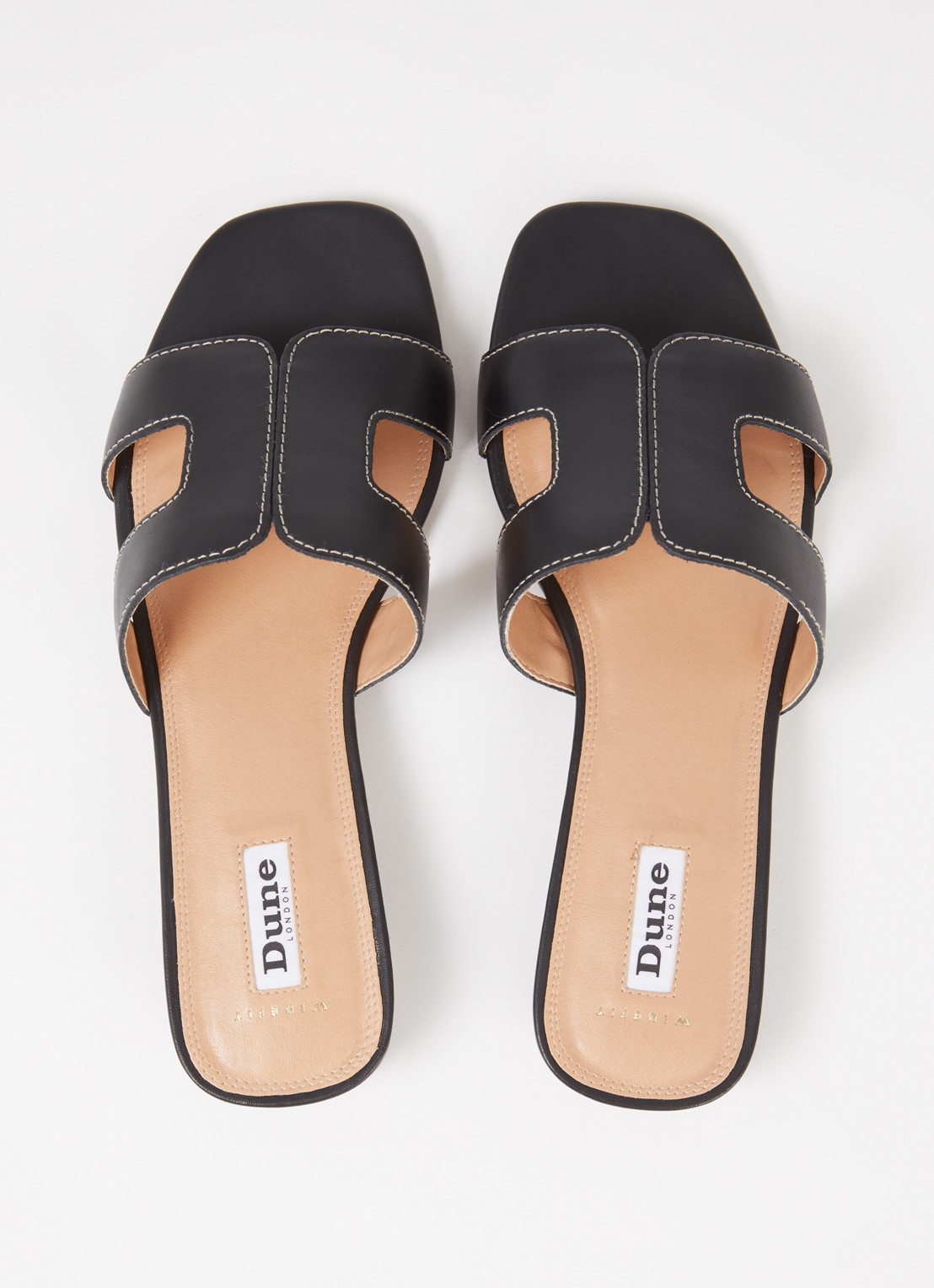 Dune London Wide Fit Loupe sandaal van leer - detail 2 zwart