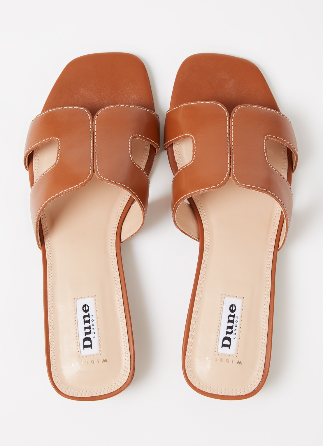 Dune London Wide Fit Loupe sandaal van leer - detail 4 cognac