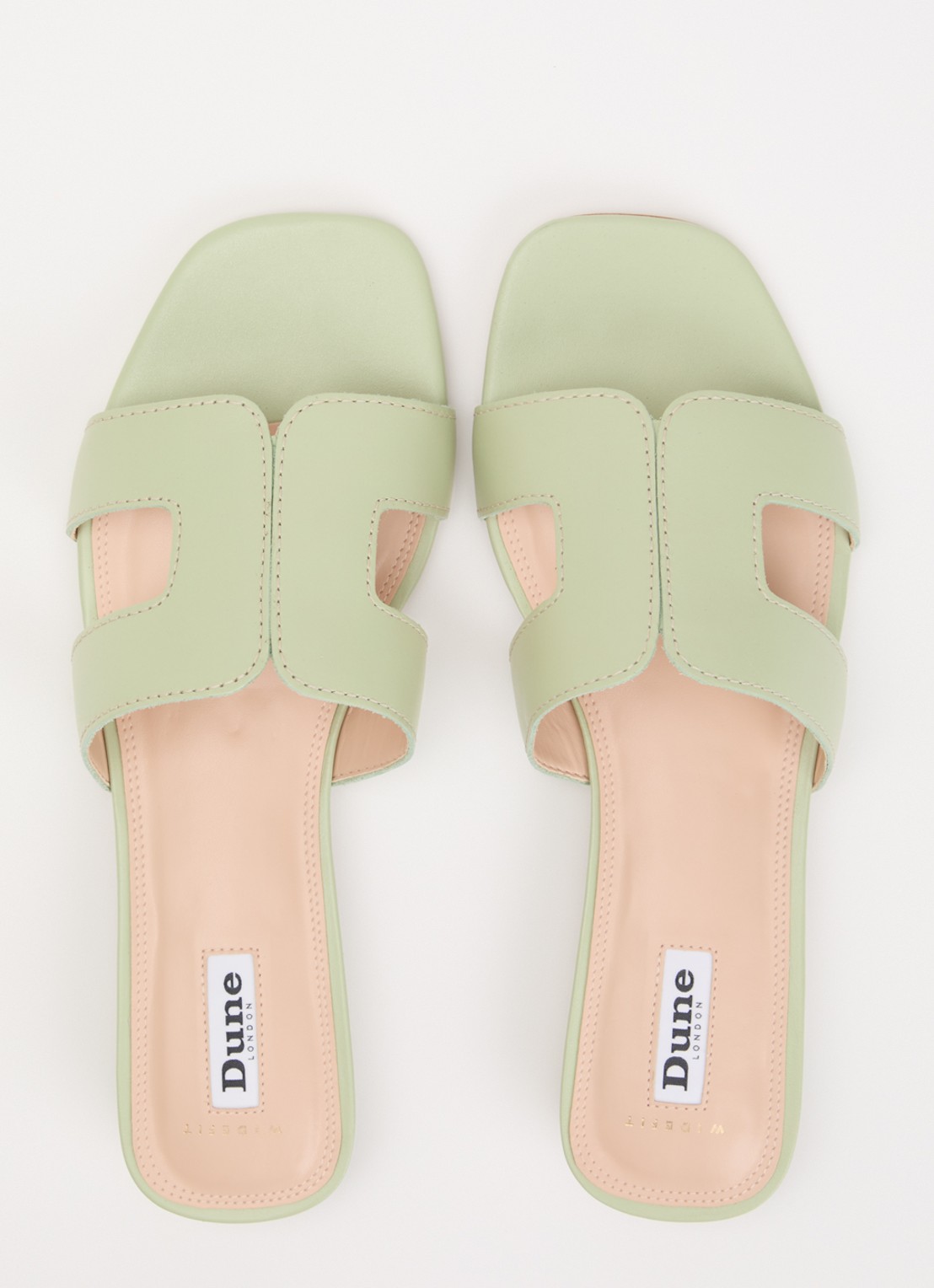 Dune London Wide Fit Loupe sandaal van leer - detail 4 lichtgroen