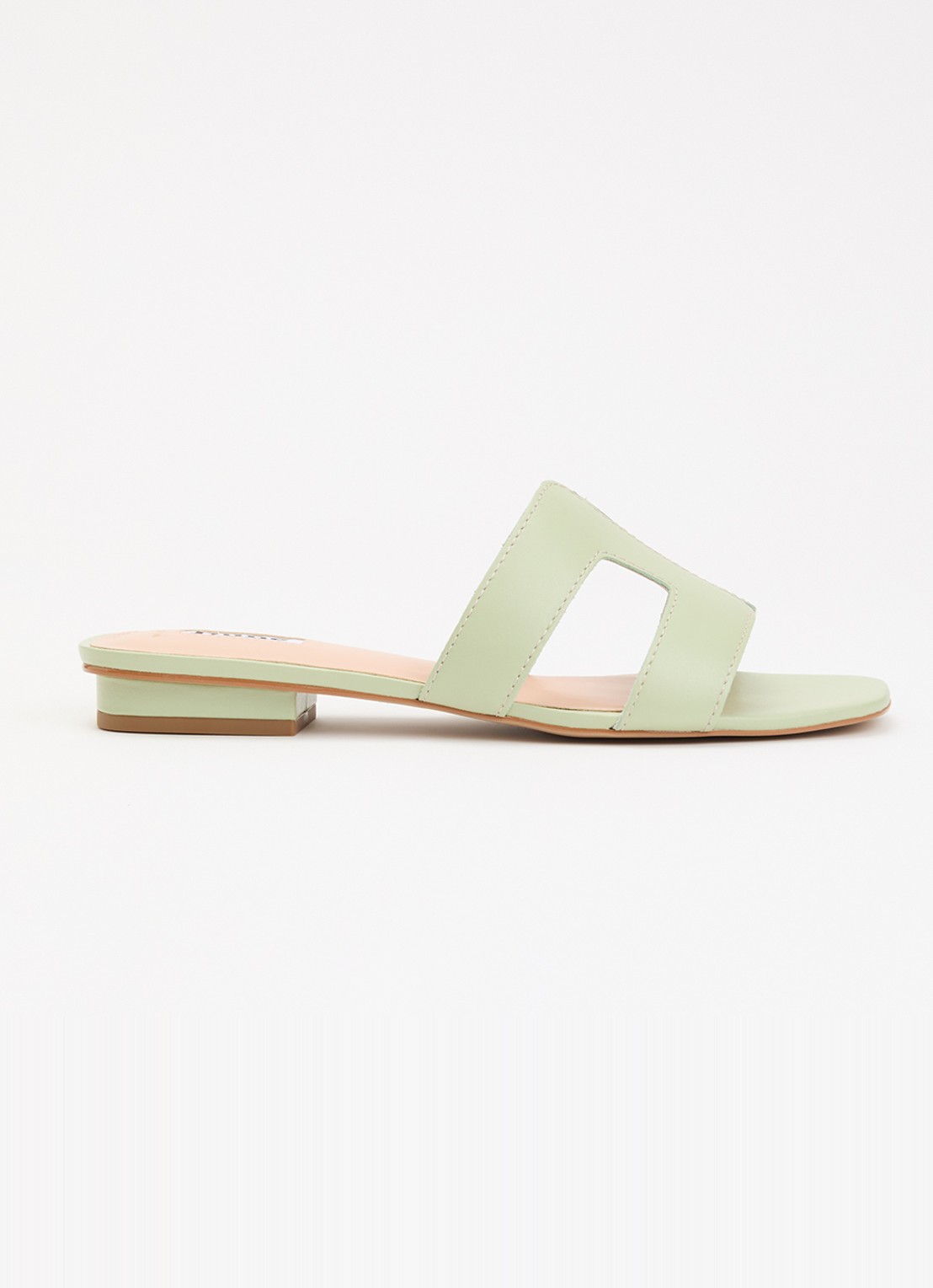 Dune London Wide Fit Loupe sandaal van leer - voorkant 2 lichtgroen